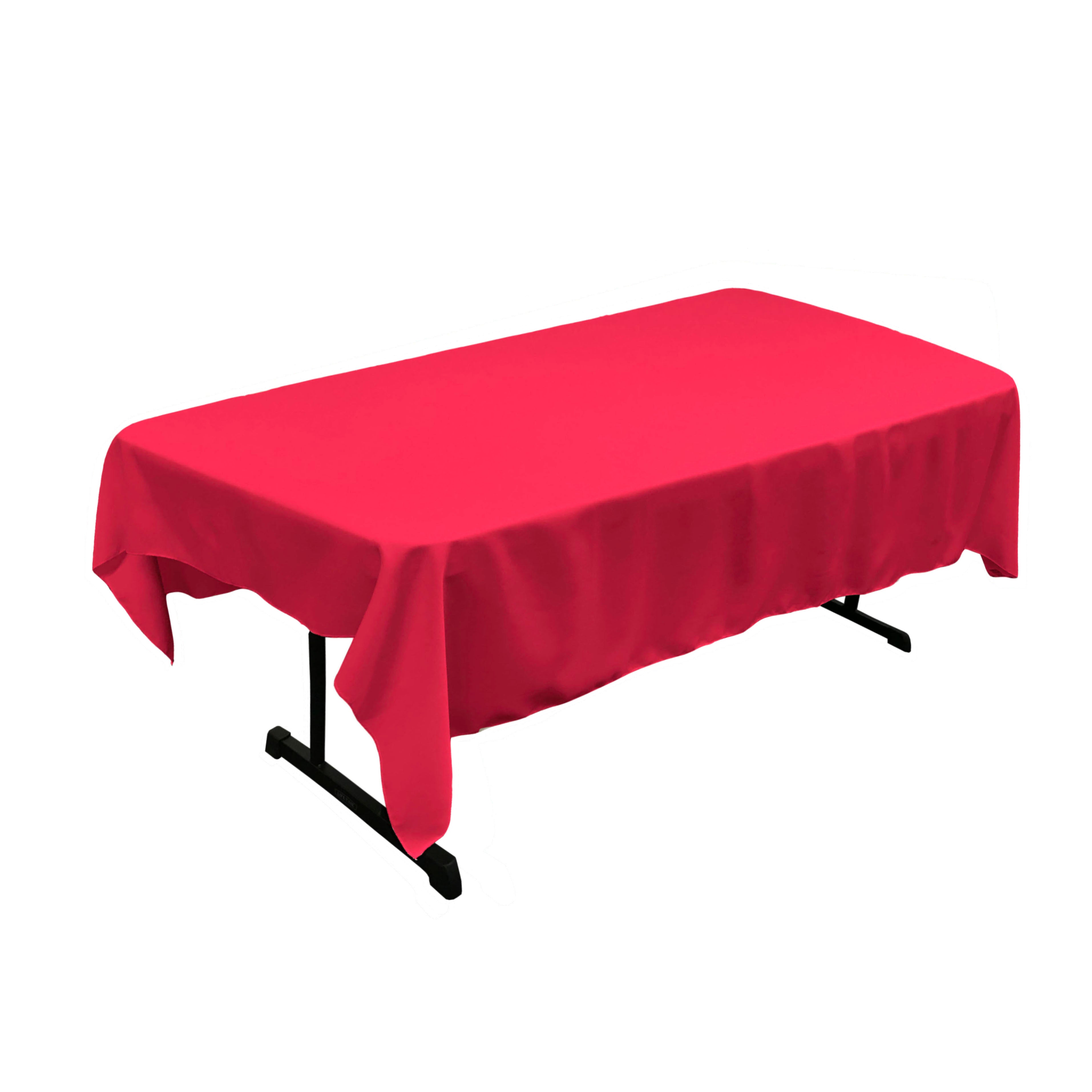 La Linen Polyester Poplin 60 By 90-Inch Rectangular Tablecloth, Fuchsia