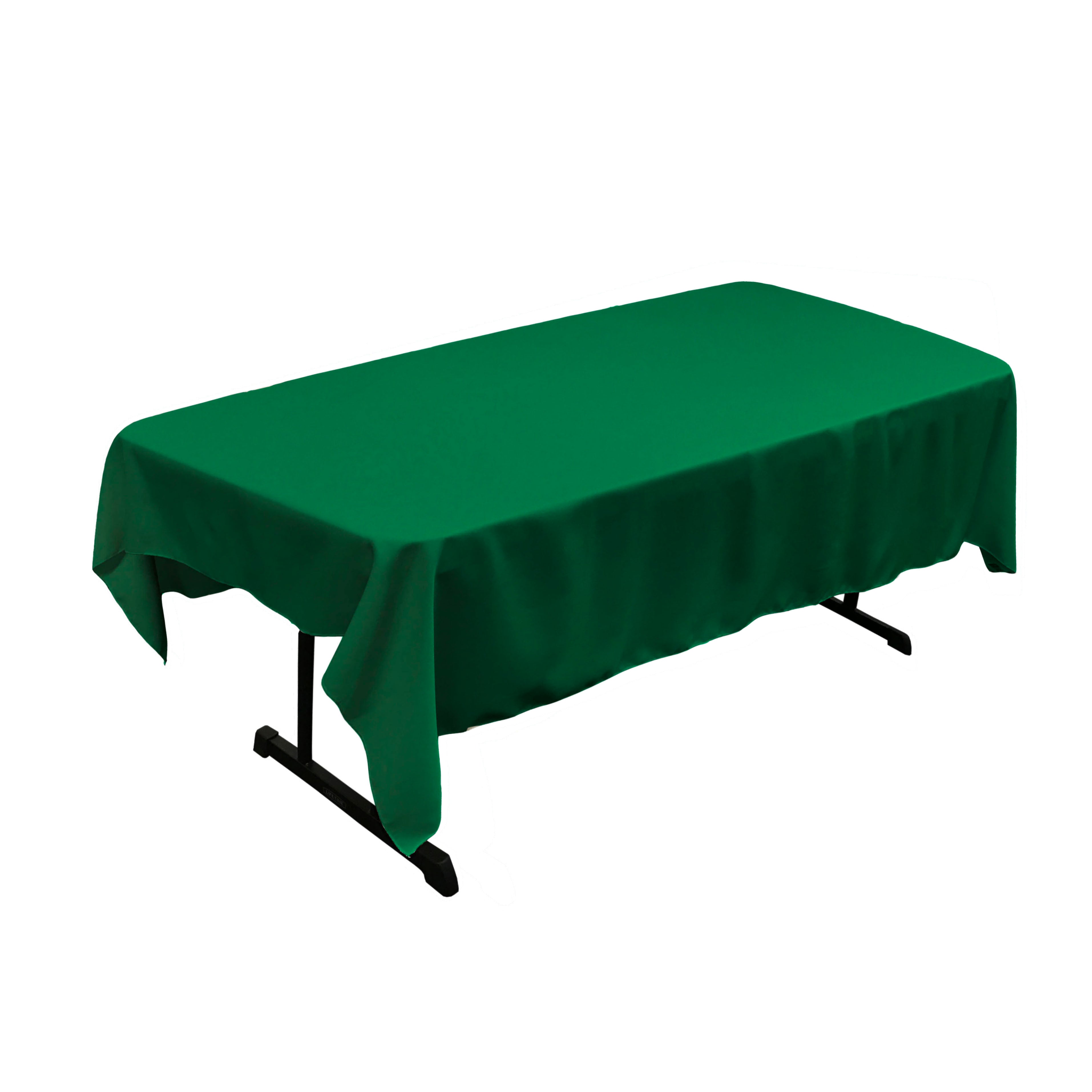 La Linen Polyester Poplin 60 By 90-Inch Rectangular Tablecloth, Green Emerald