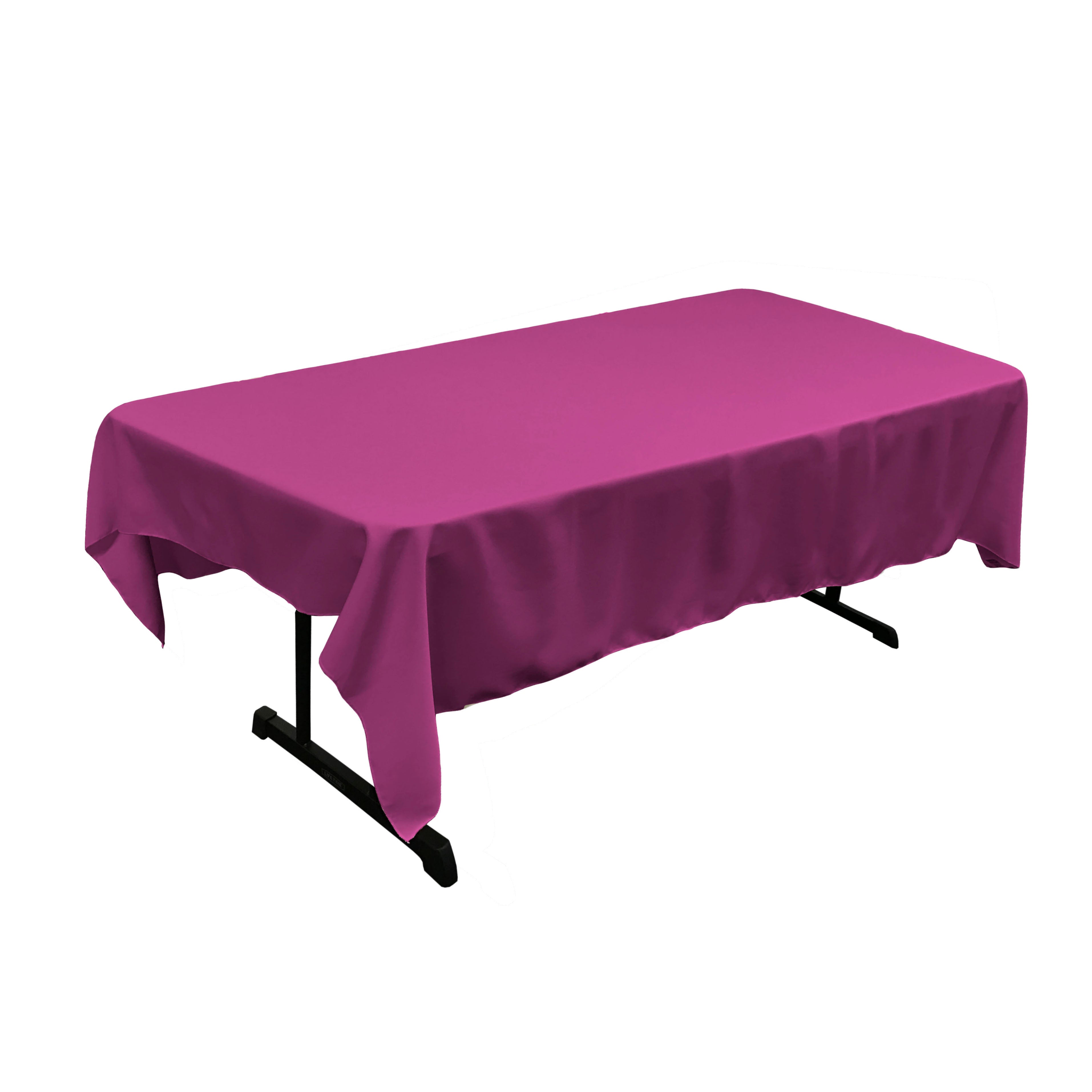 La Linen Polyester Poplin 60 By 90-Inch Rectangular Tablecloth, Magenta
