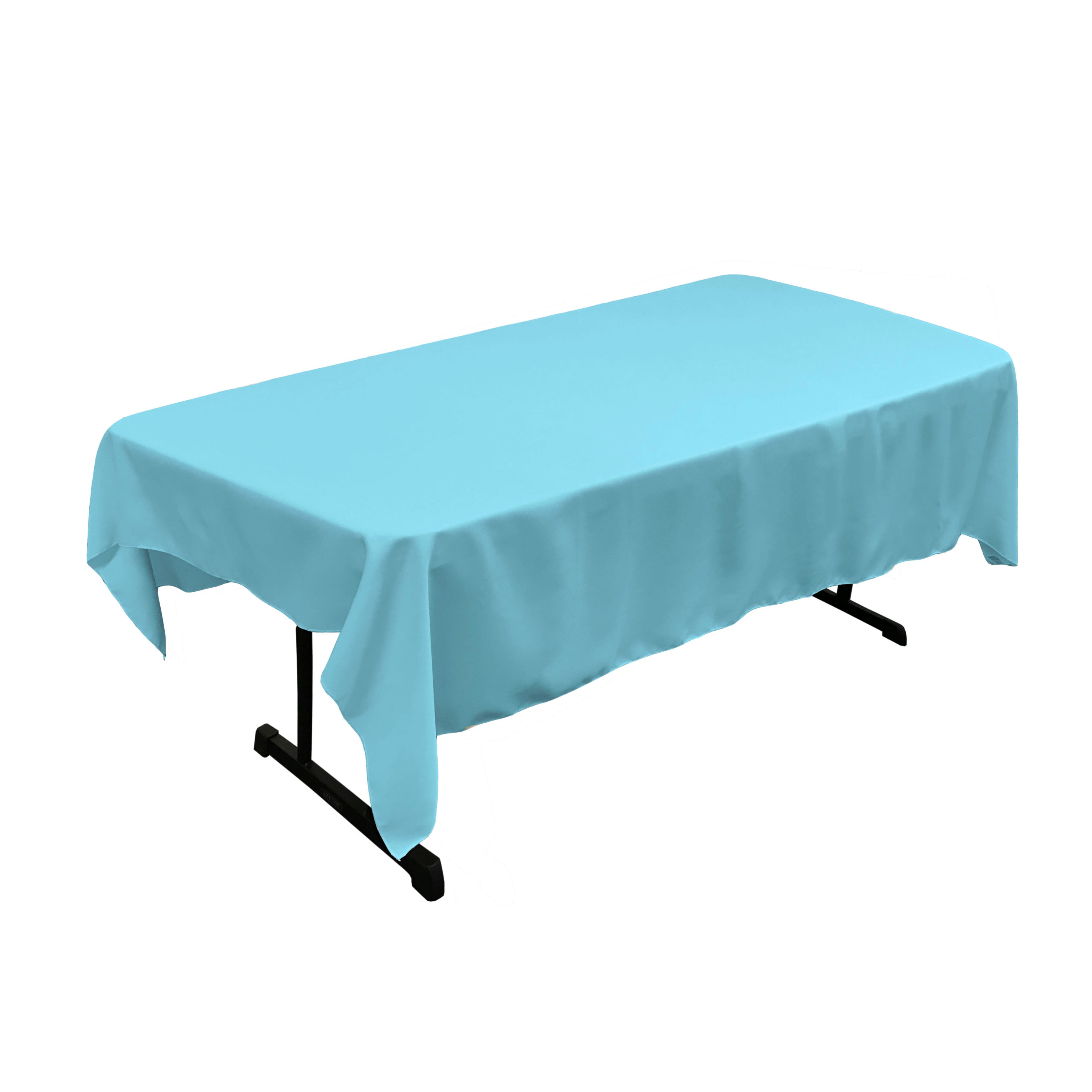 La Linen Polyester Poplin 60 By 90-Inch Rectangular Tablecloth, Turquoise Light