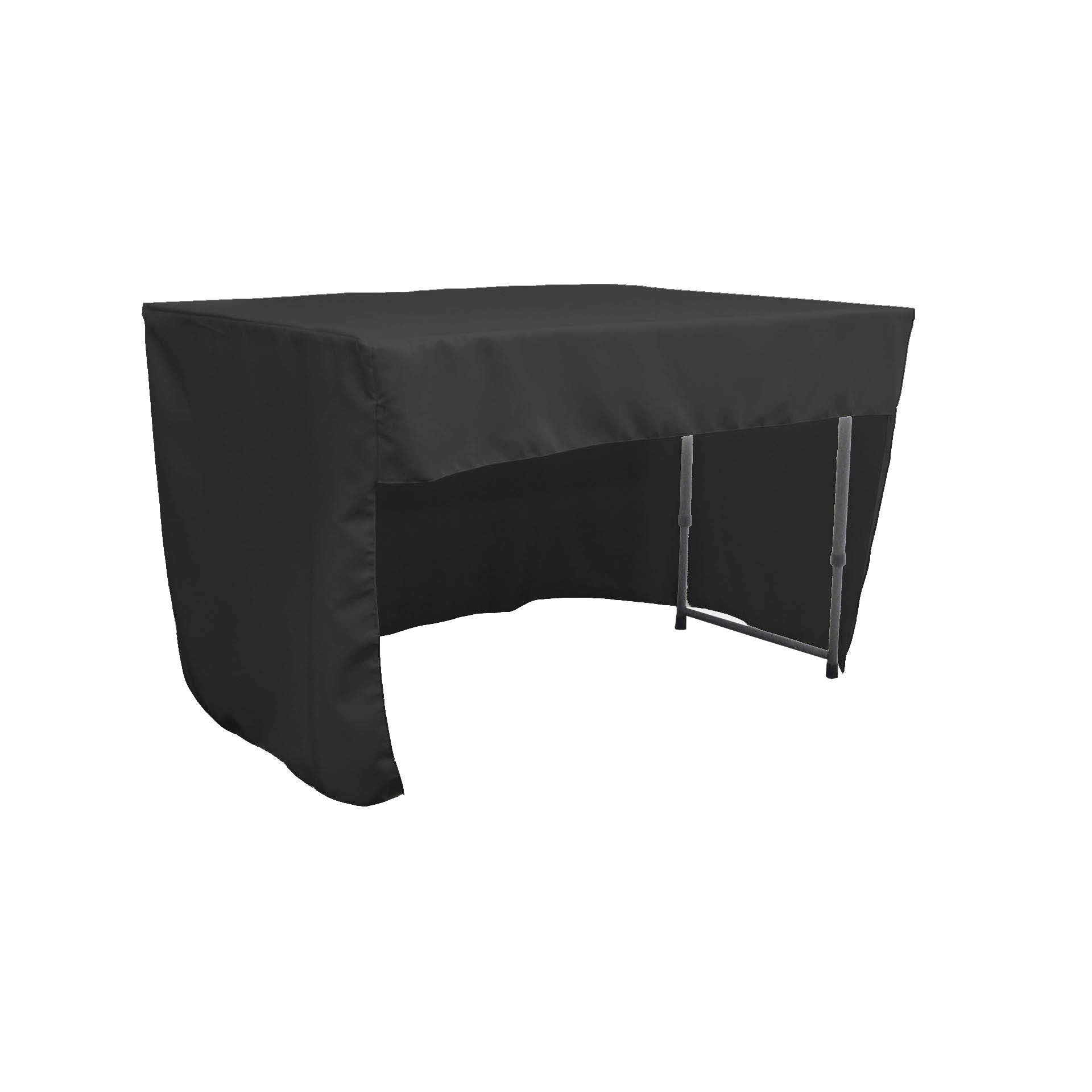 La Linen Open Back Polyester Poplin Fitted Tablecloth 48''L X 30''W X 30''H, Black