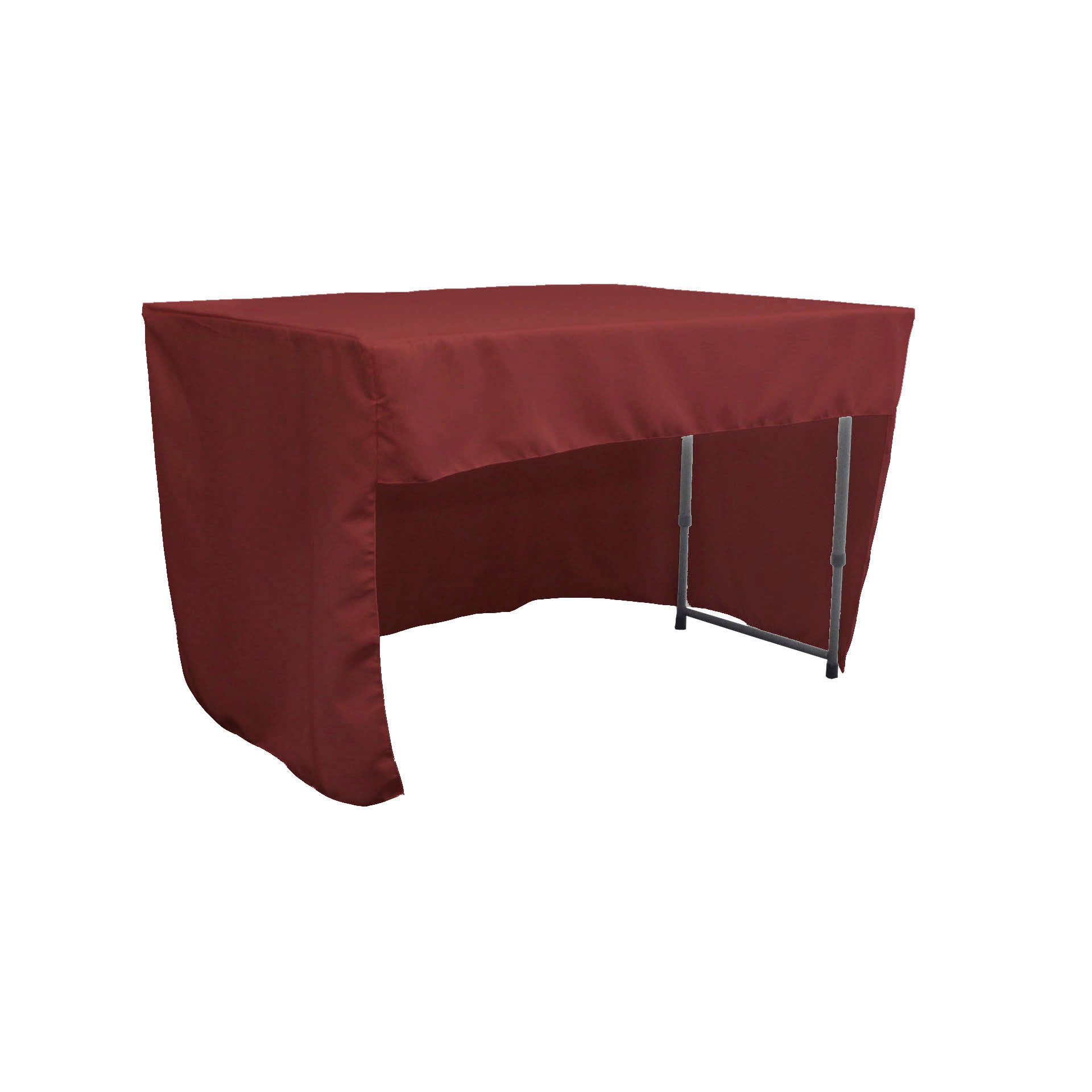 La Linen Open Back Polyester Poplin Fitted Tablecloth 48''L X 30''W X 30''H, Burgundy