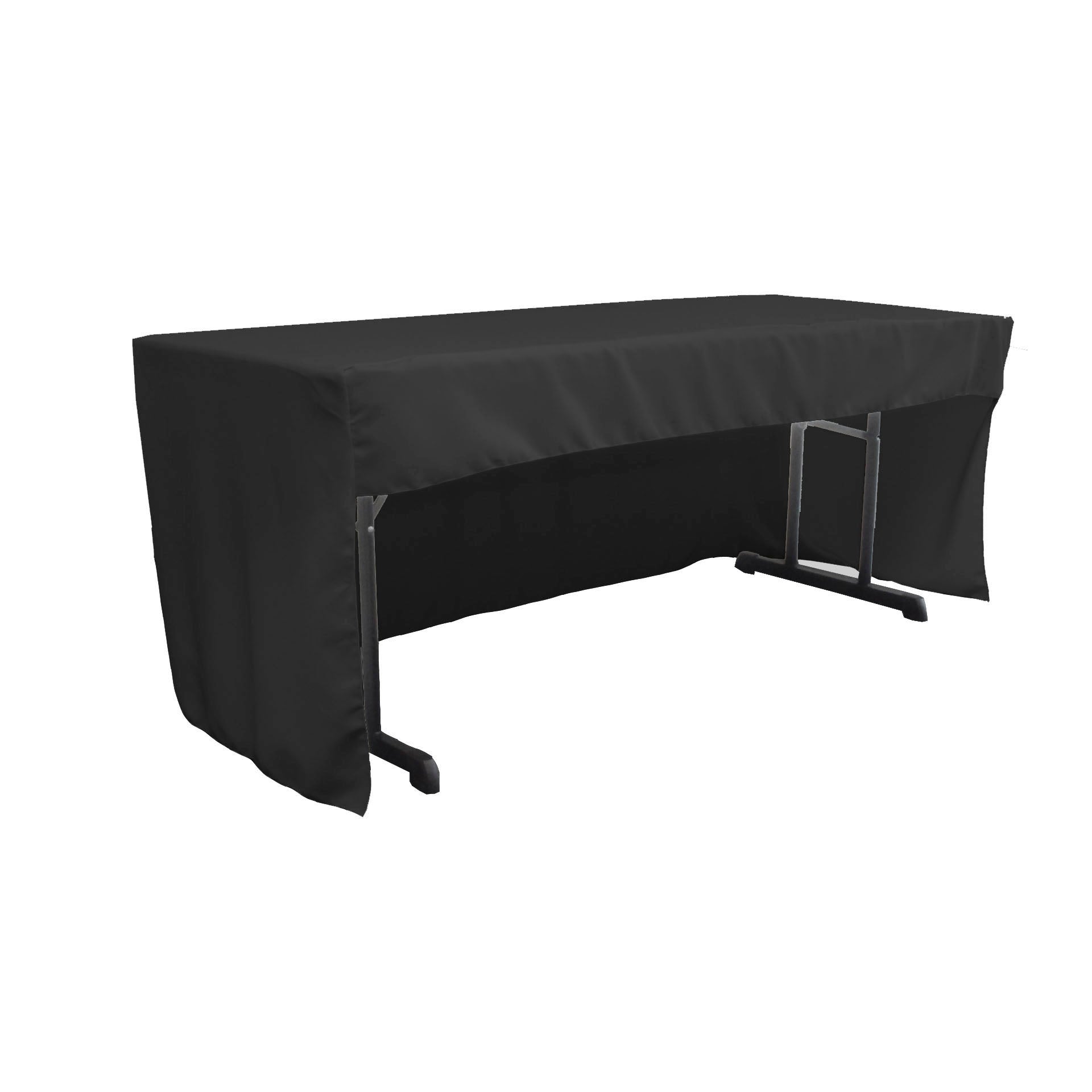 La Linen Open Back Polyester Poplin Fitted Tablecloth 72''L X 30''W X 30''H, Black