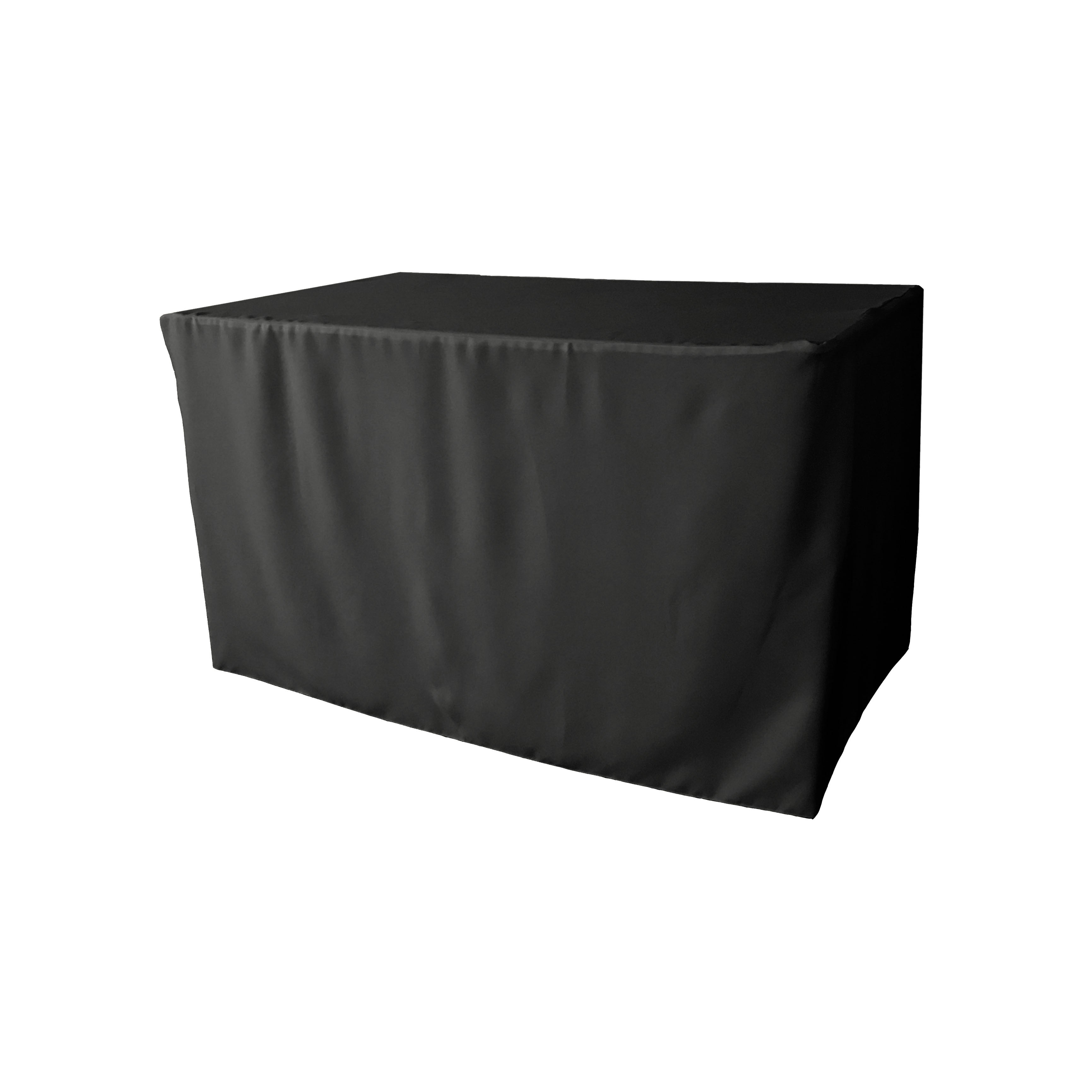 La Linen Polyester Poplin Fitted Tablecloth 48''L X 24''W X 30''H, Black