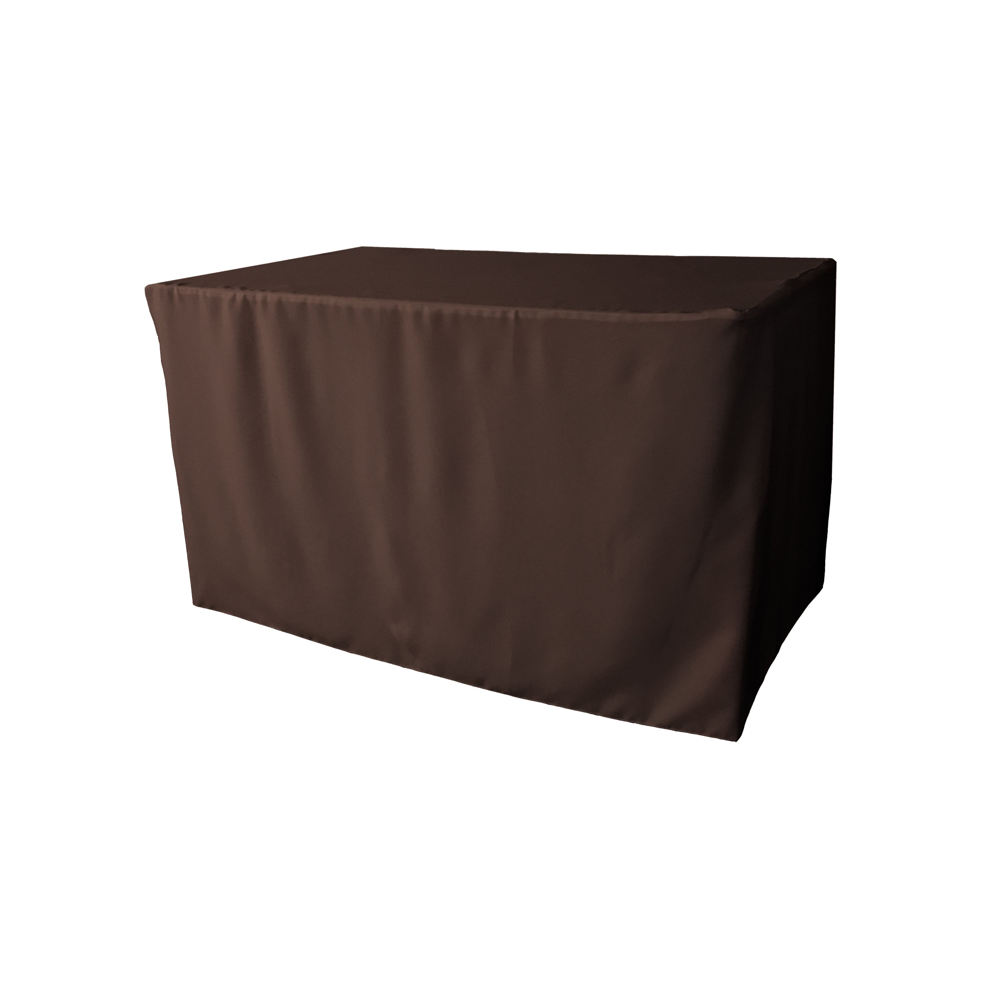 La Linen Polyester Poplin Fitted Tablecloth 48''L X 24''W X 30''H, Brown