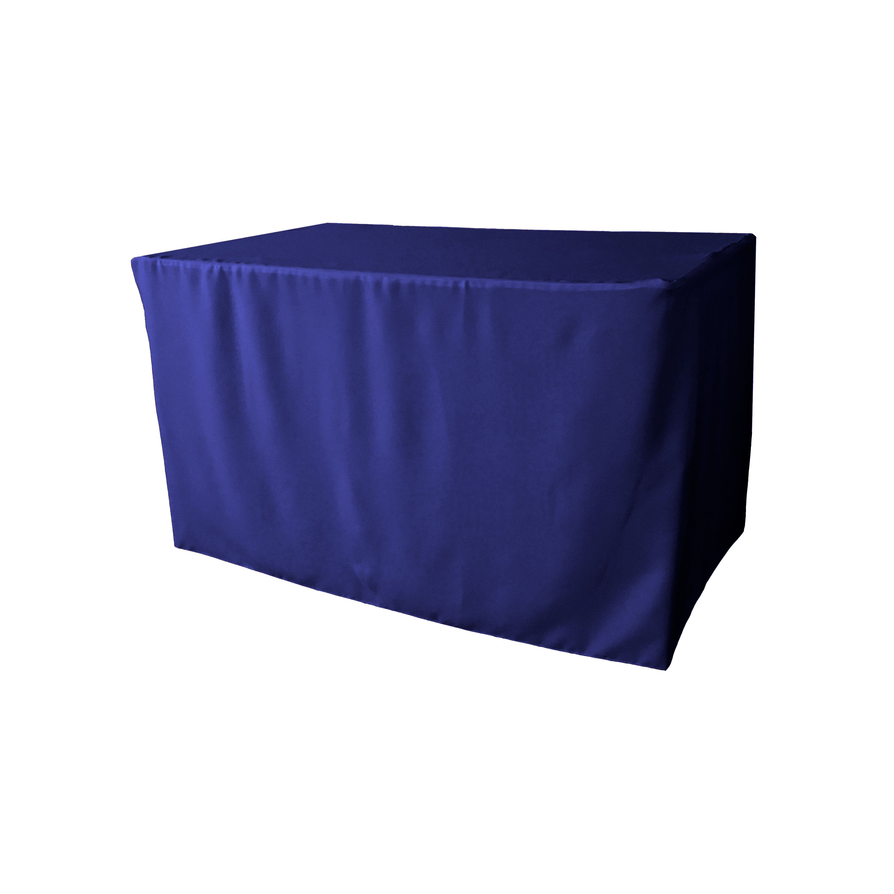 La Linen Polyester Poplin Fitted Tablecloth 48''L X 24''W X 30''H, Royal Blue
