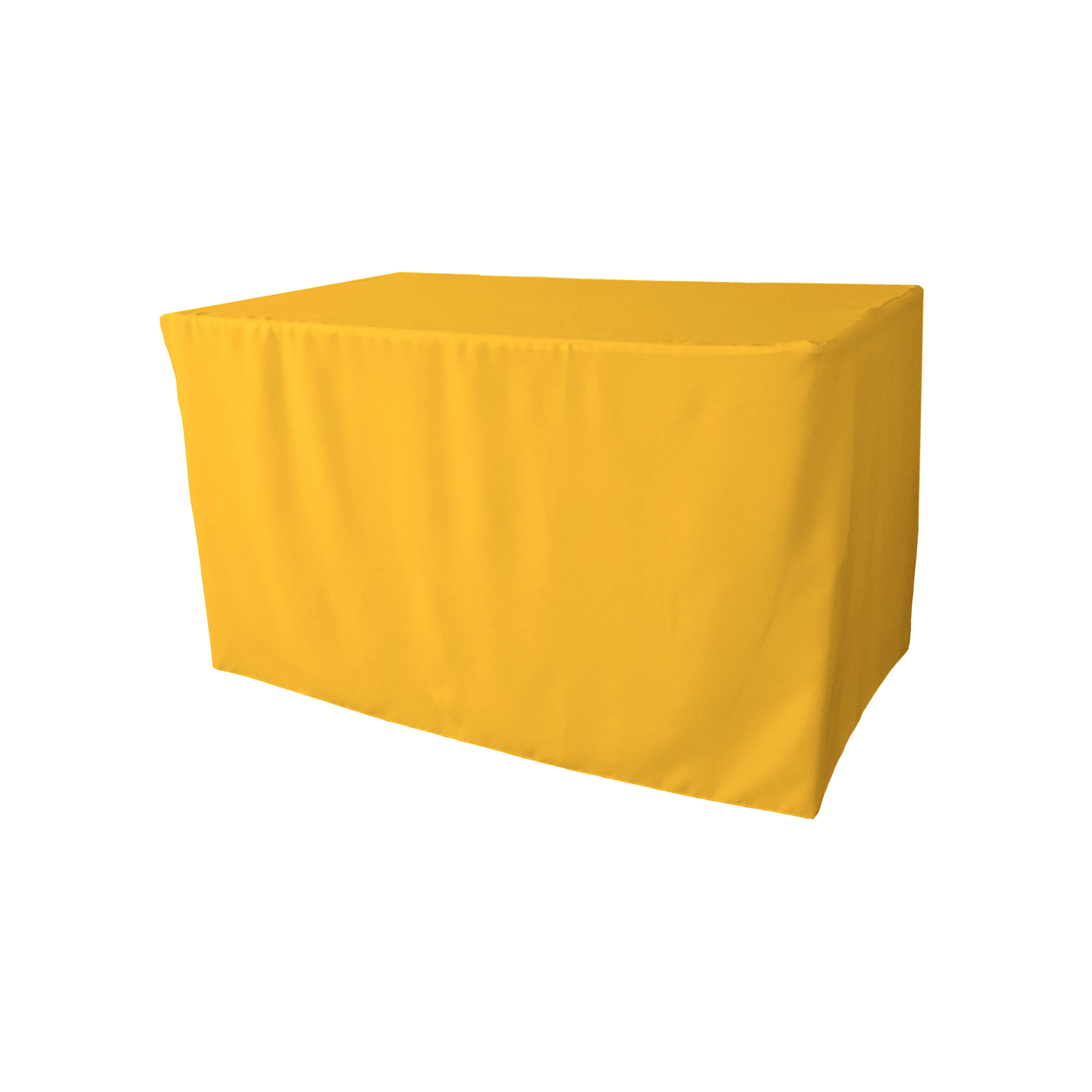 La Linen Polyester Poplin Fitted Tablecloth 48''L X 24''W X 30''H, Dark Yellow