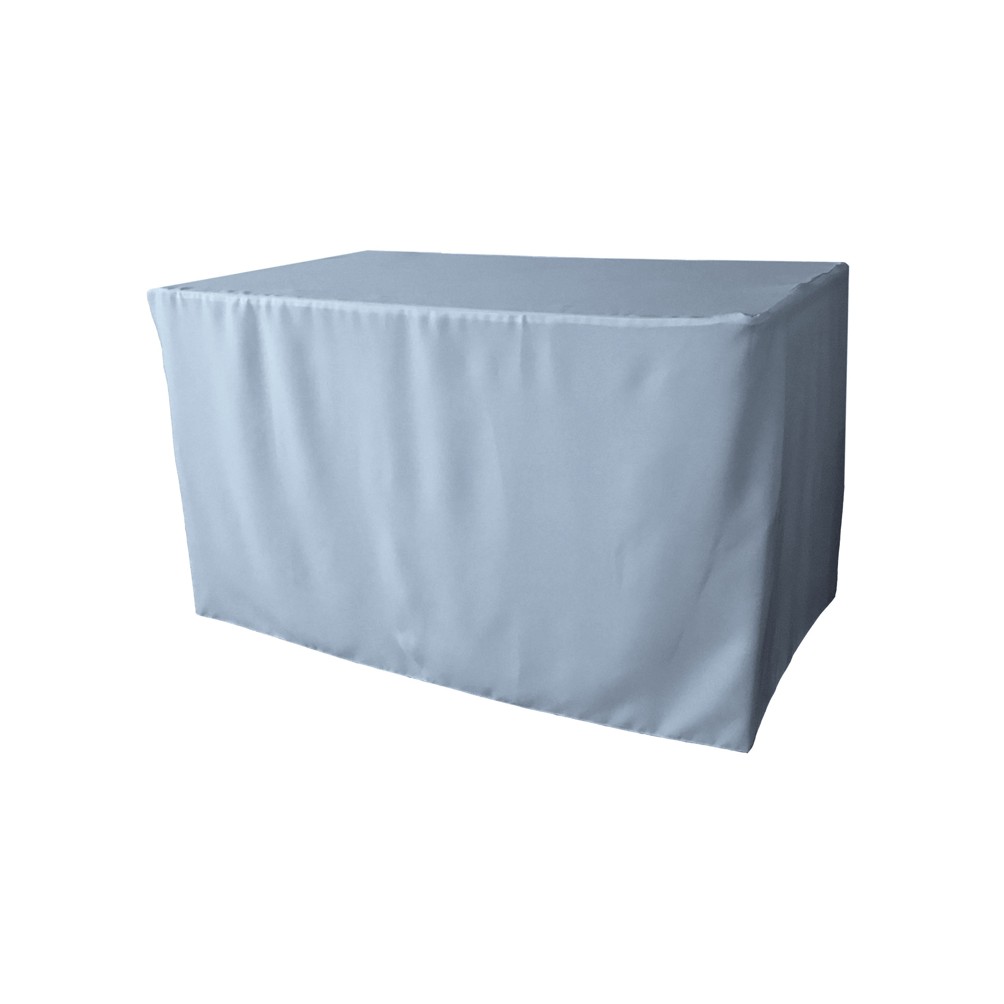 La Linen Polyester Poplin Fitted Tablecloth 48''L X 30''W X 30''H, Light Blue