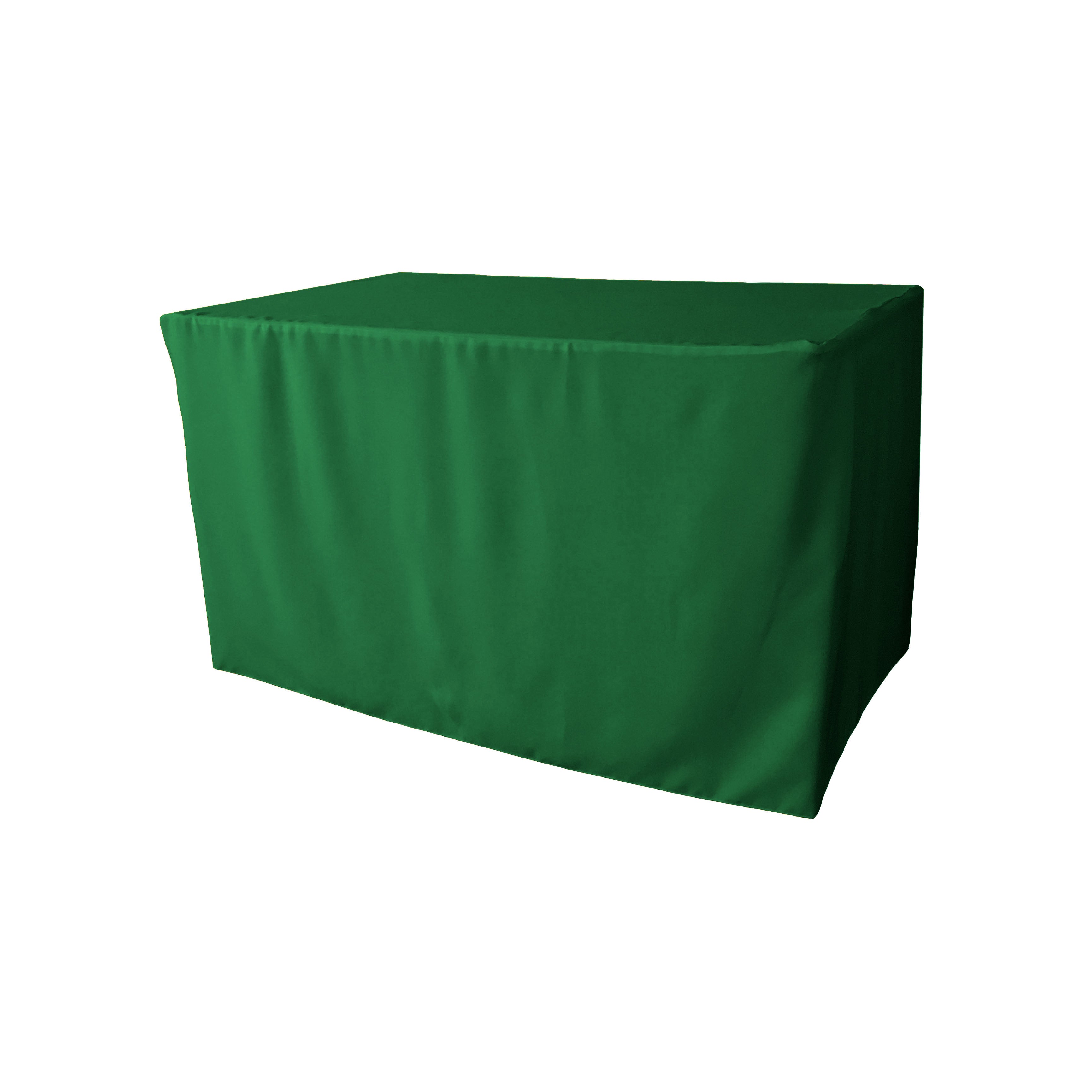 La Linen Polyester Poplin Fitted Tablecloth 48''L X 30''W X 30''H, Emerald Green