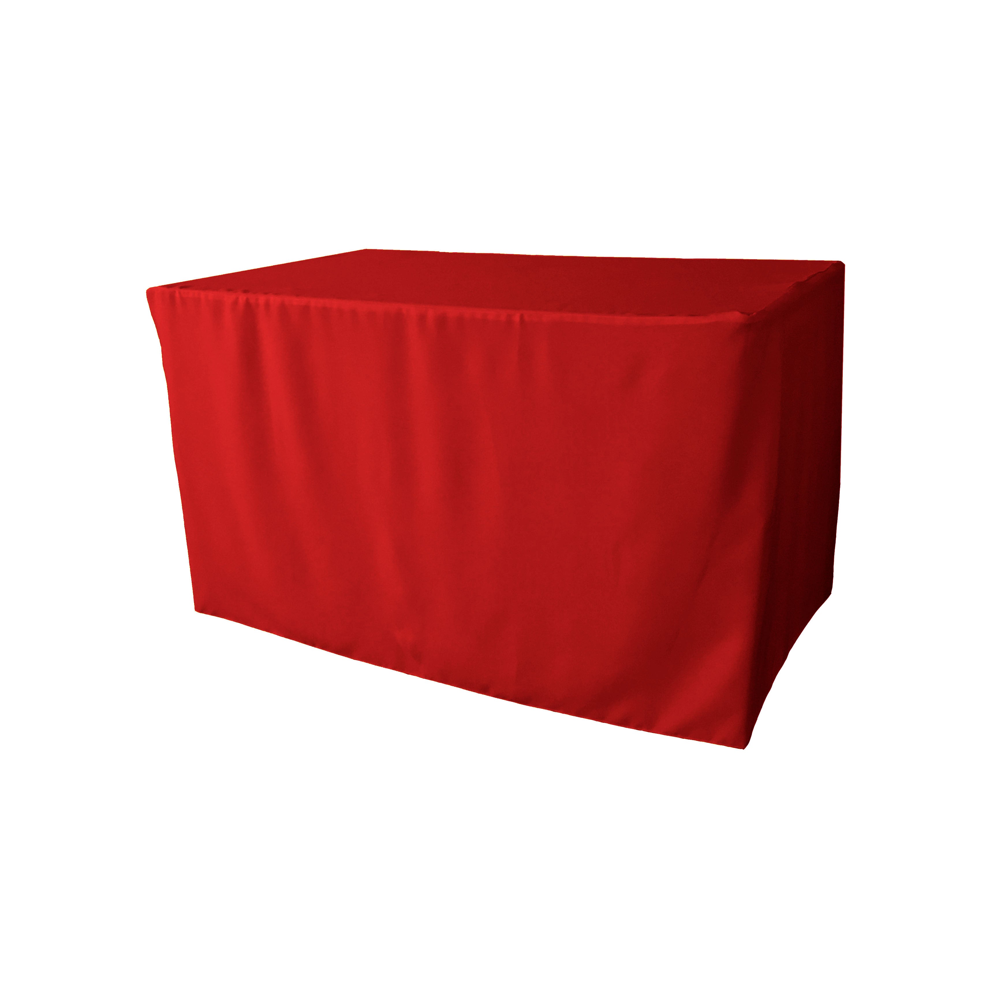 La Linen Polyester Poplin Fitted Tablecloth 48''L X 30''W X 30''H, Red