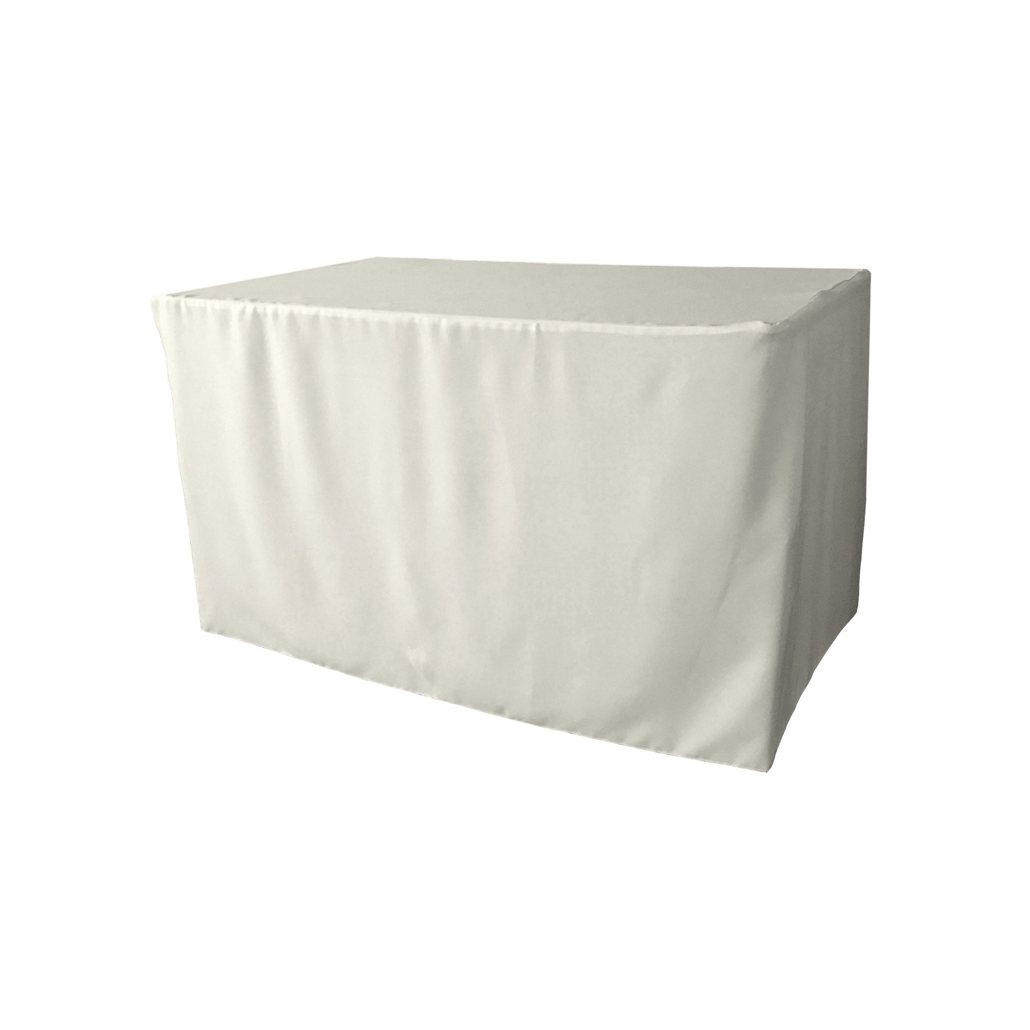 La Linen Polyester Poplin Fitted Tablecloth 48''L X 30''W X 30''H, White