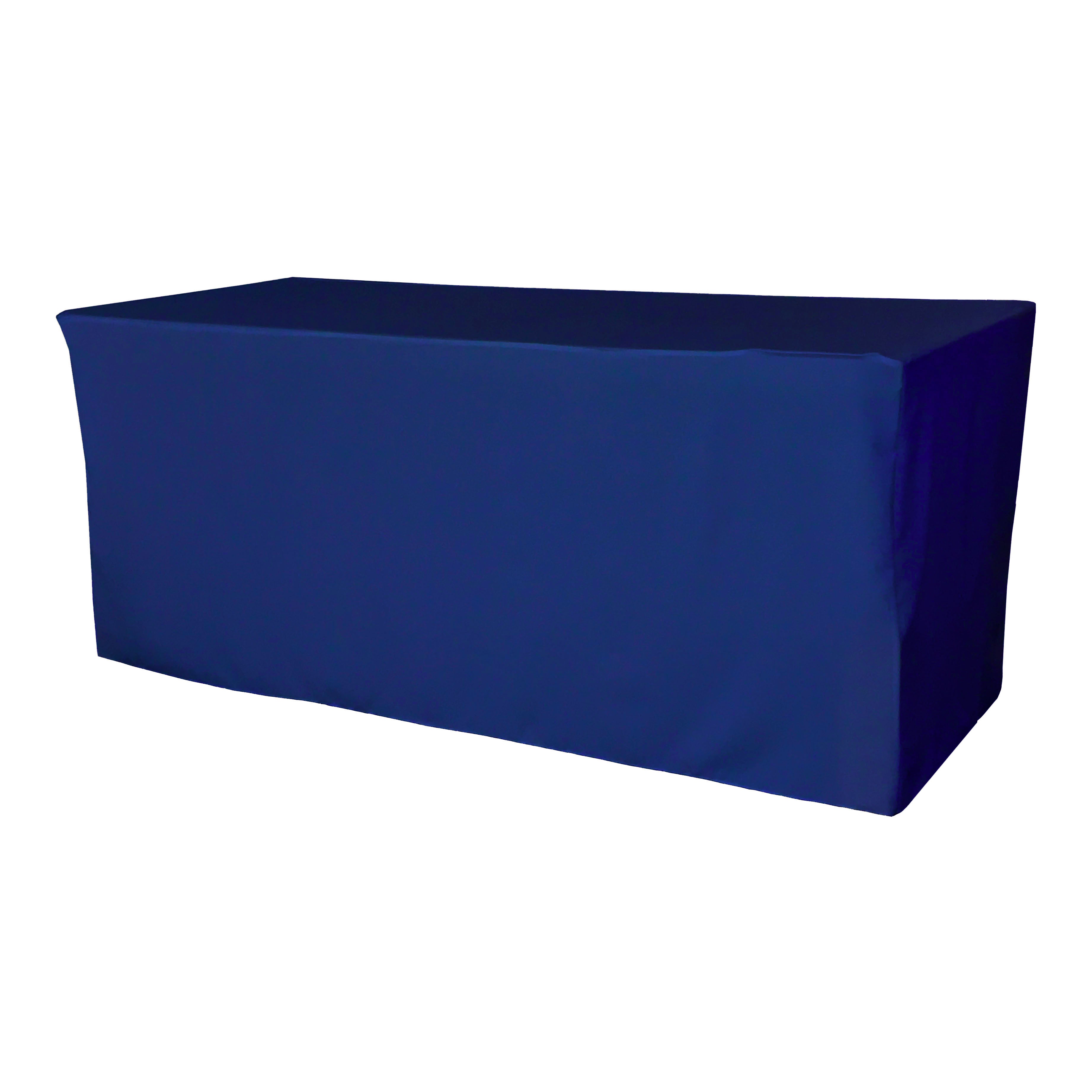 La Linen Polyester Poplin Fitted Tablecloth 72''L X 24''W X 30''H, Royal Blue