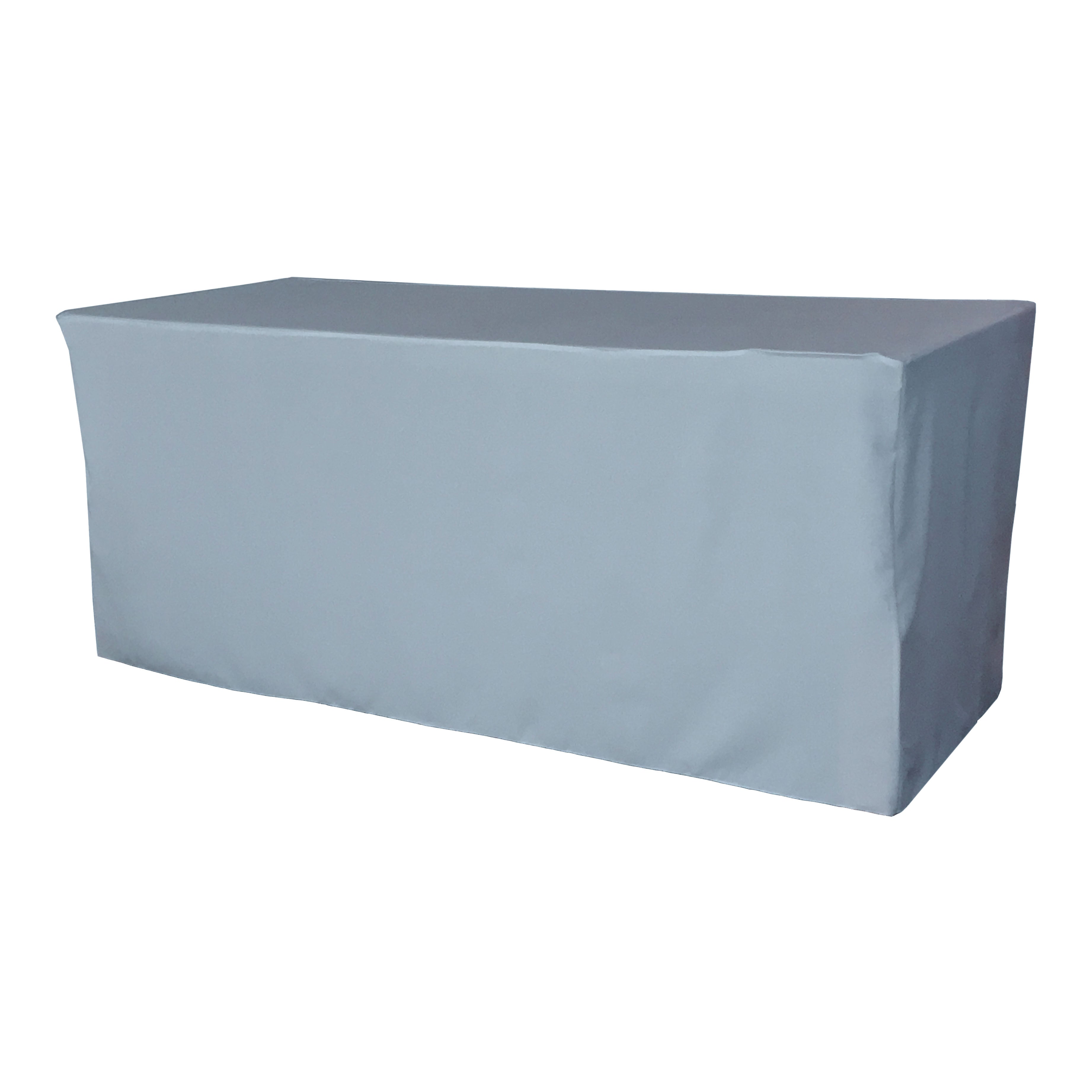 La Linen Polyester Poplin Fitted Tablecloth 72''L X 30''W X 30''H, Light Blue