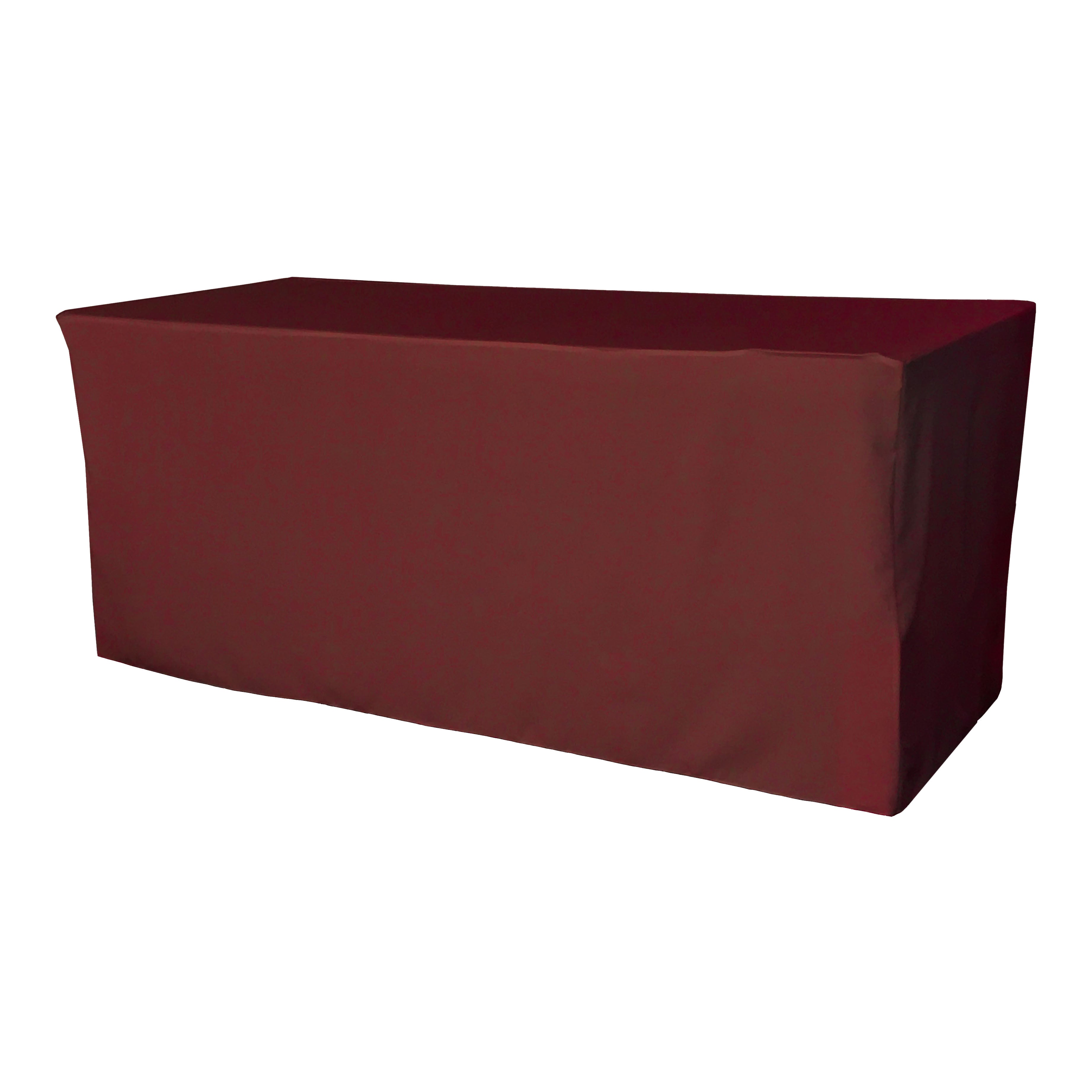 La Linen Polyester Poplin Fitted Tablecloth 72''L X 30''W X 30''H, Burgundy