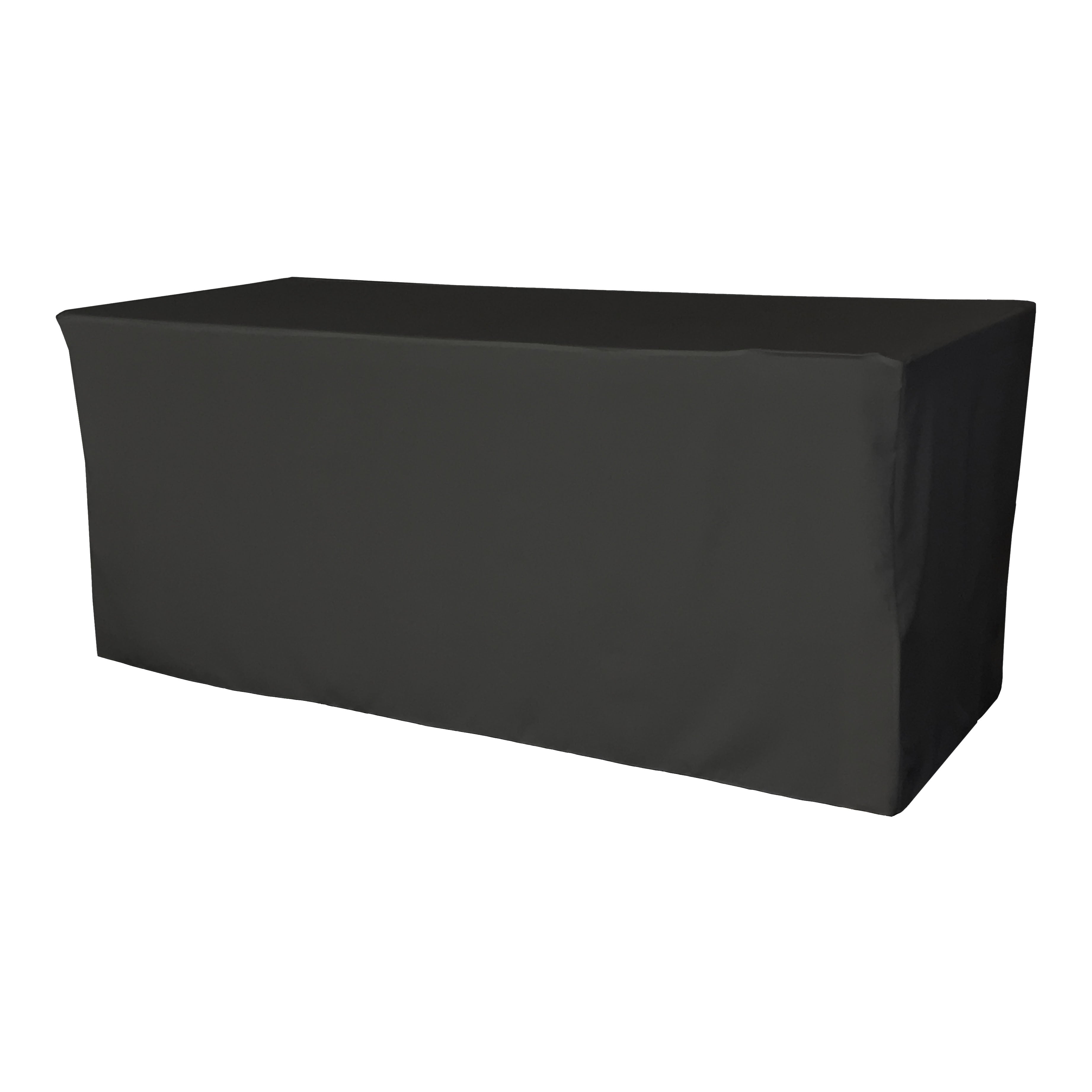 La Linen Polyester Poplin Fitted Tablecloth 96''L X 30''W X 30''H, Black