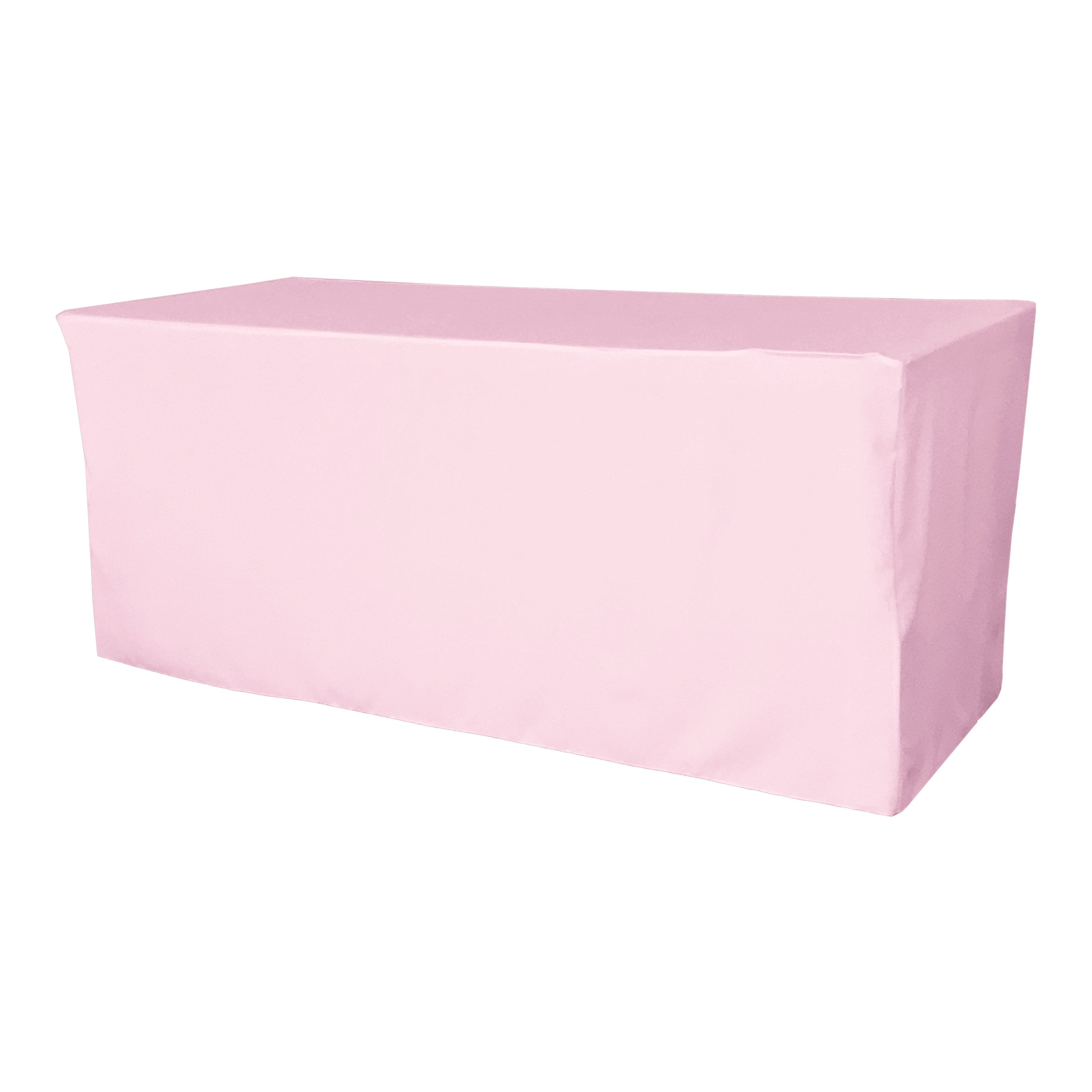 La Linen Polyester Poplin Fitted Tablecloth 96''L X 30''W X 30''H, Light Pink