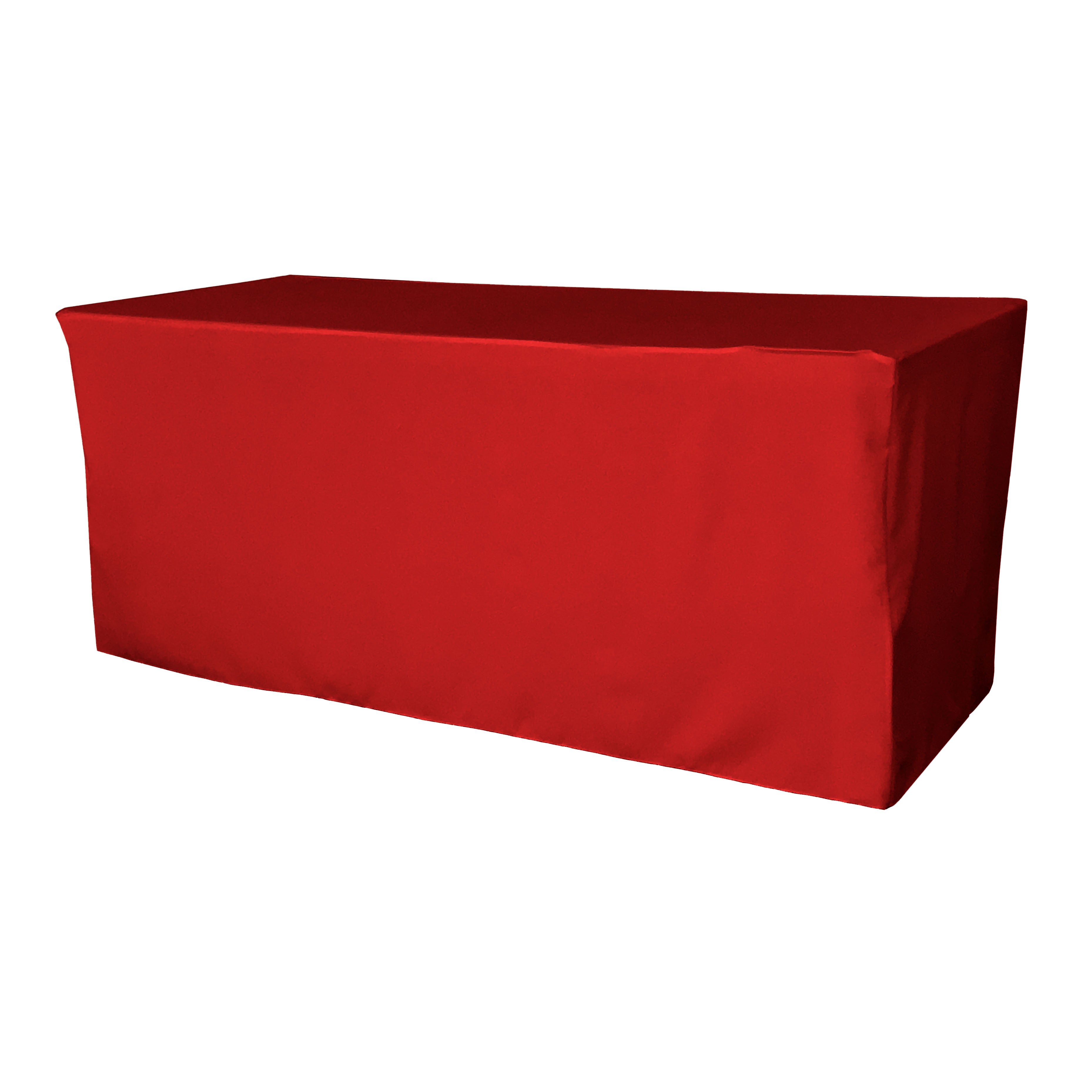 La Linen Polyester Poplin Fitted Tablecloth 96''L X 30''W X 30''H, Red
