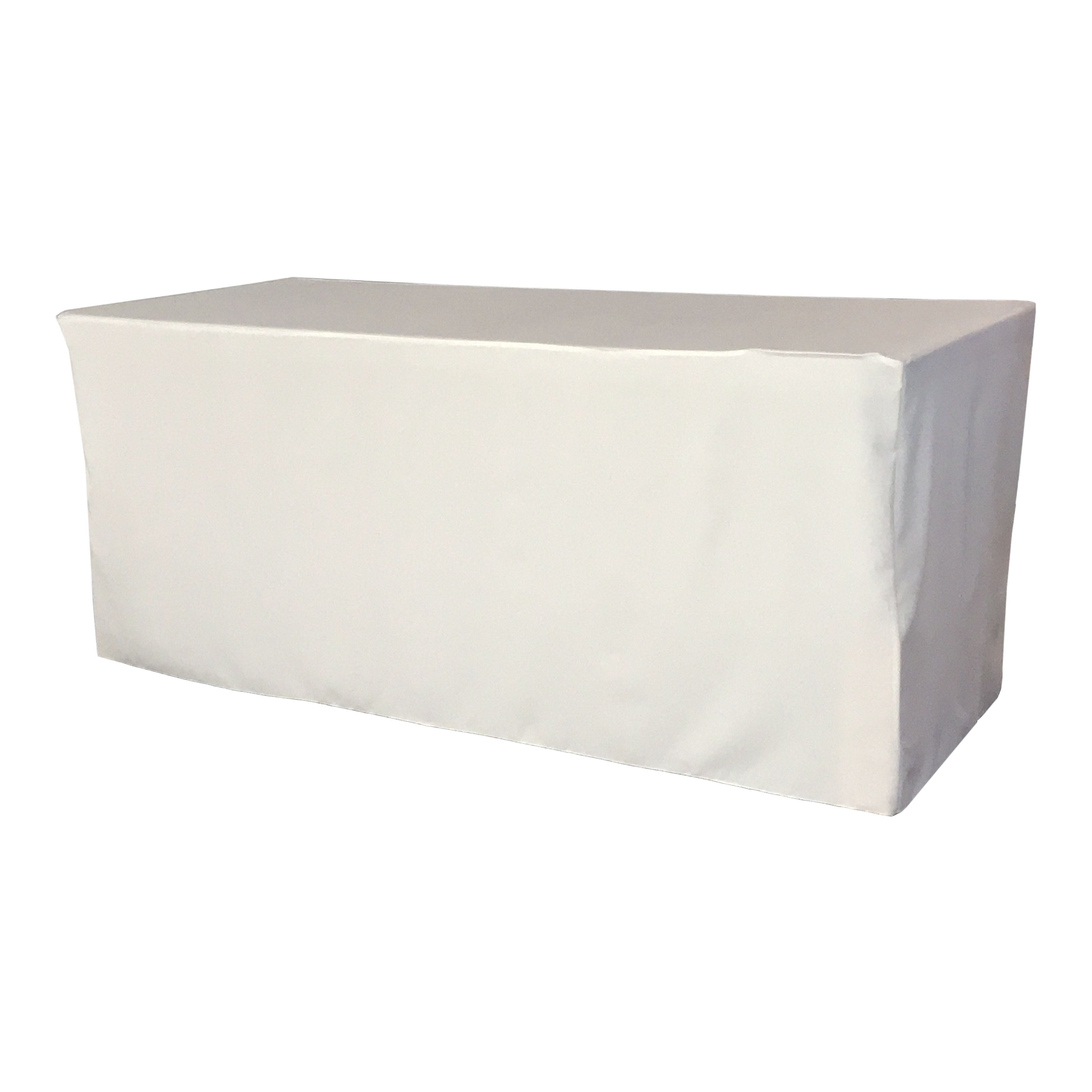 La Linen Polyester Poplin Fitted Tablecloth 96''L X 30''W X 30''H, White