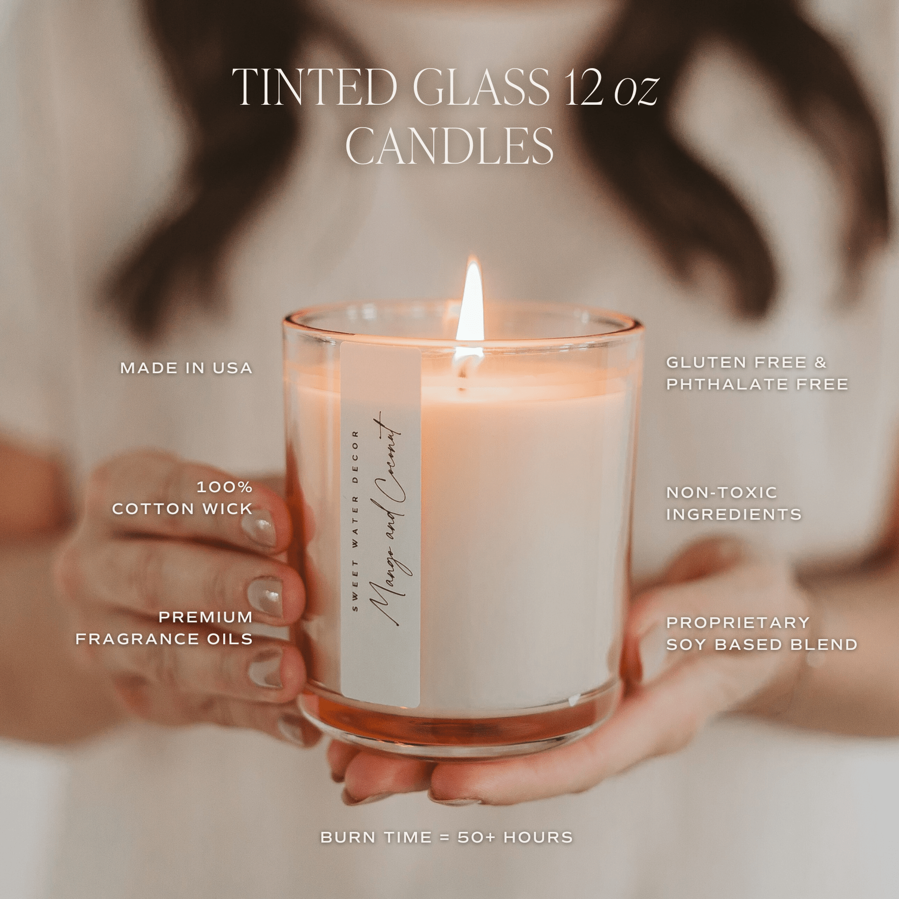 Pink Grapefruit Soy Candle - Tinted Glass Jar - 12 oz