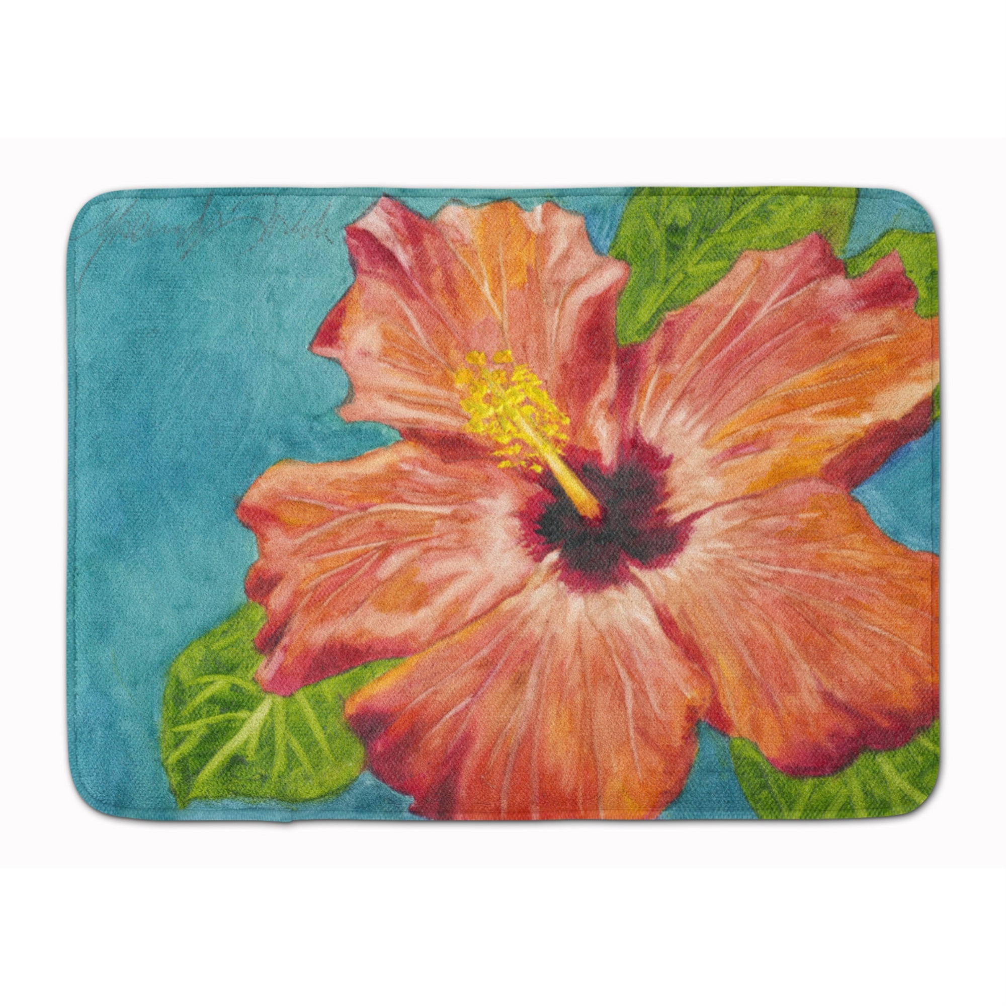 'Caroline'S Treasures Coral Hibiscus By Malenda Trick Floor Mat, 19'''' X 27'''', Multicolor''