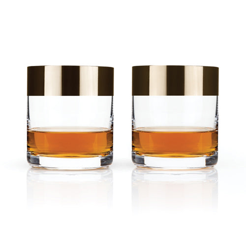 Viski 4655 Irving Bronze Rim Tumbler Set  Clear