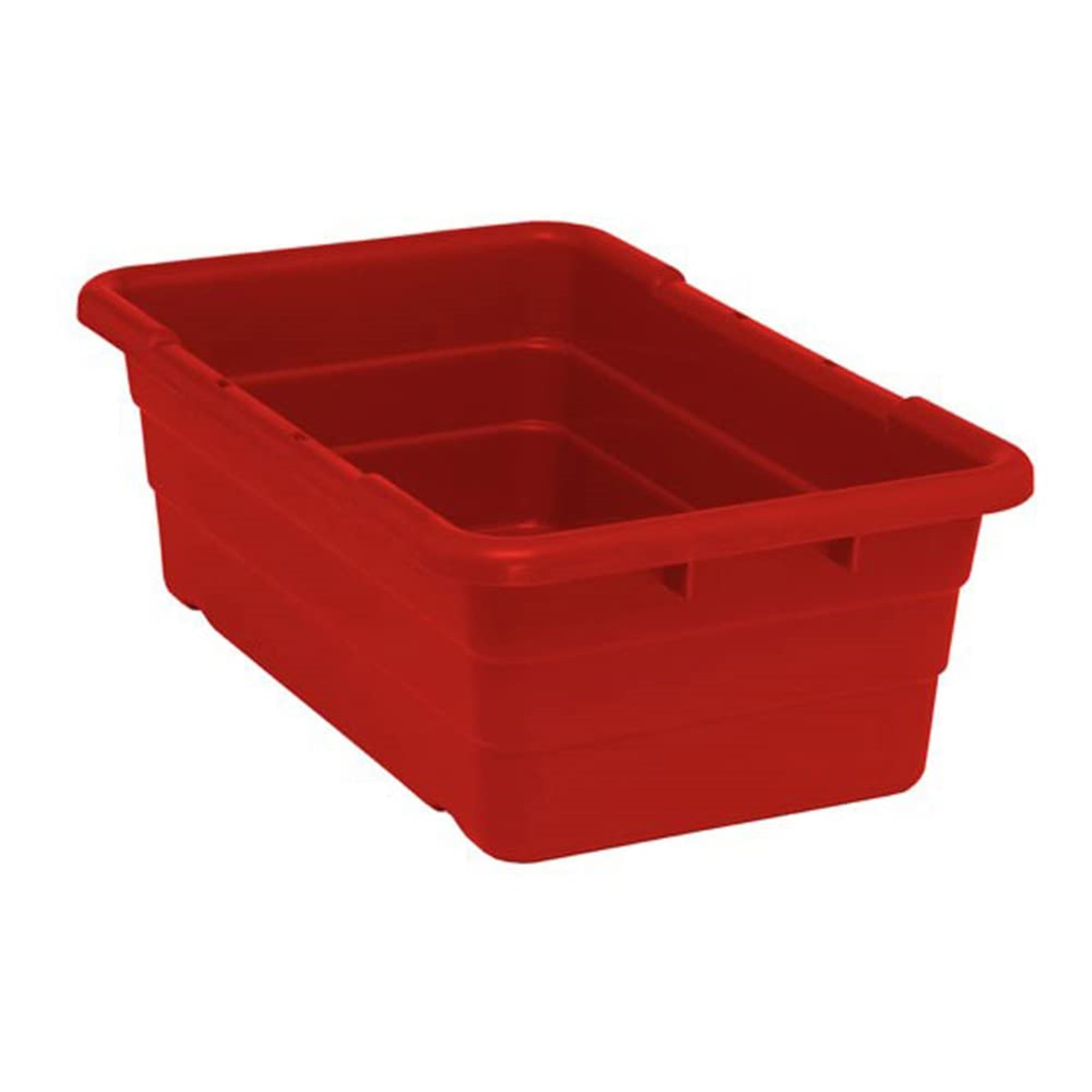Cross Stack Tub, 5.51 Gallon Capacity, 100 Lb. Weight Capacity, Built-In Handle Grips, Bottom Grooves For Cross Stacking, 1/4 Dr