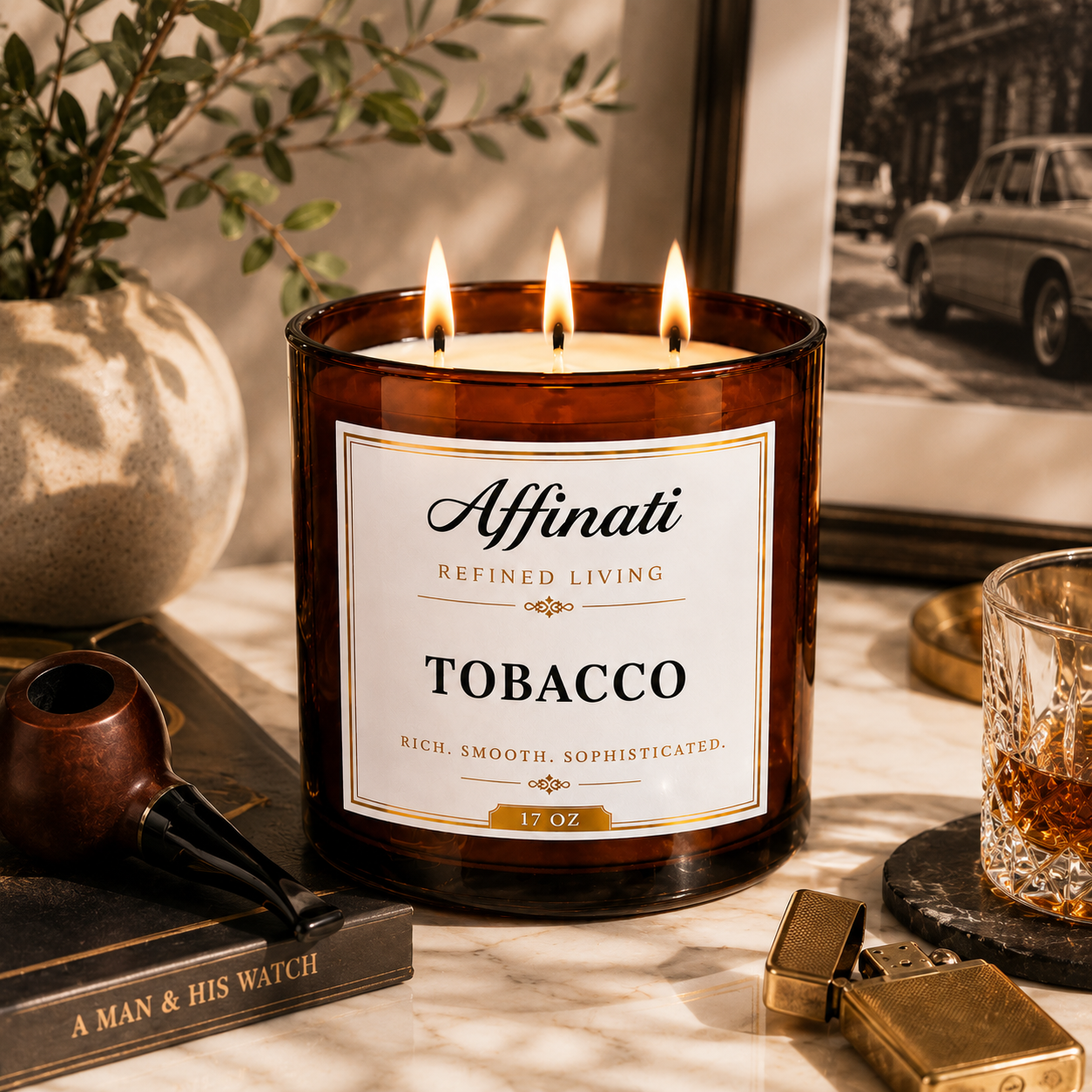 Tobacco 3-Wick Candle