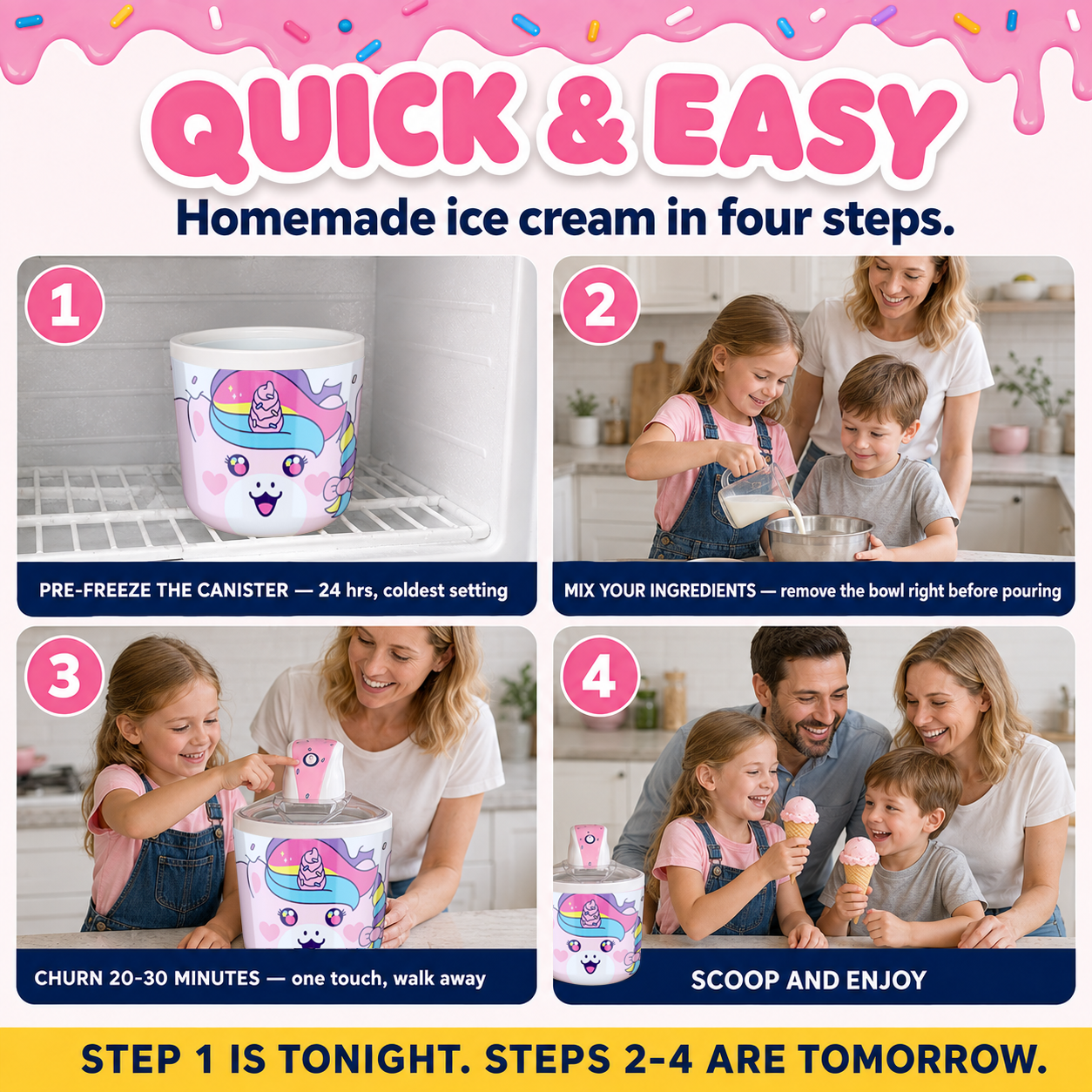 Electric Ice Cream Maker for Kids (1.2 Qt)