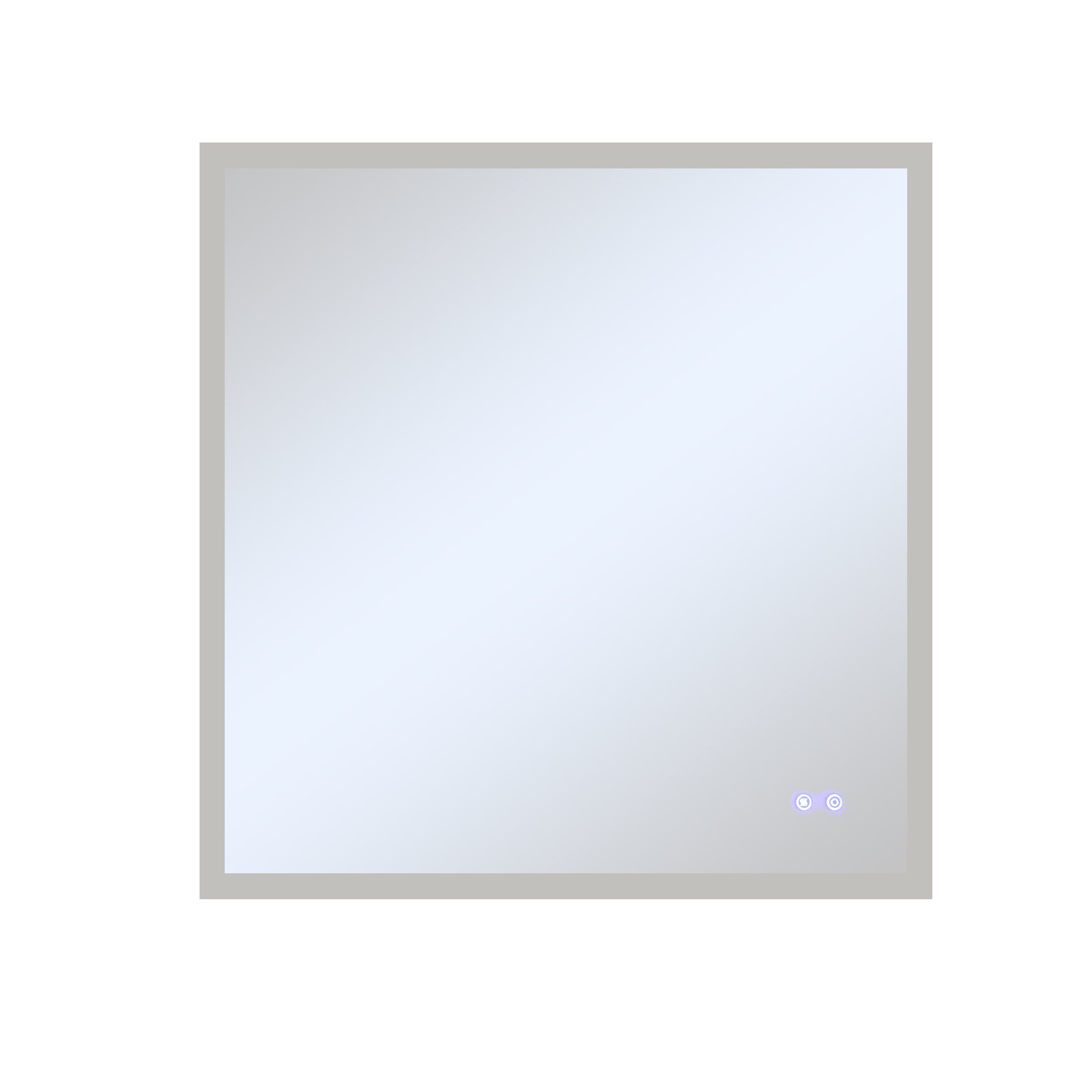 36 x 36 Inch Frameless LED Illuminated Bathroom Wall Mirror, Touch Button Defogger, Square, Silver