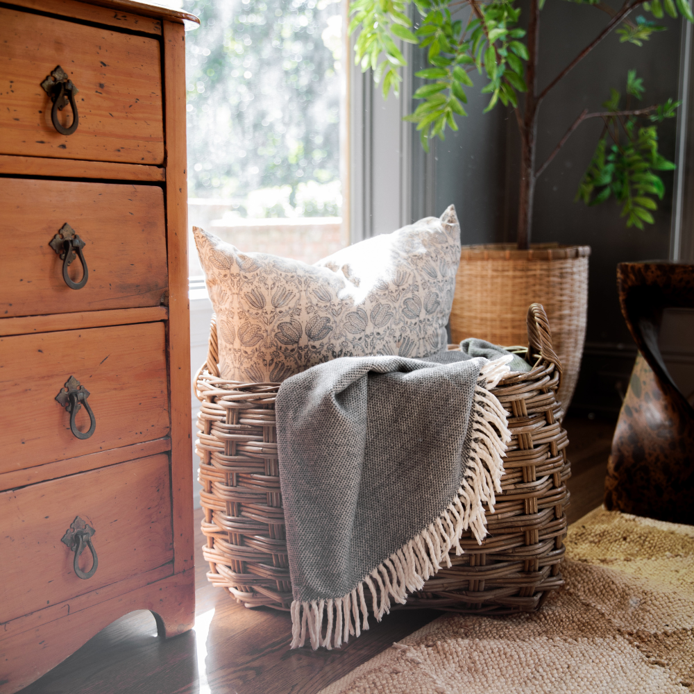 Rattan Rounded Oval Storage Basket
