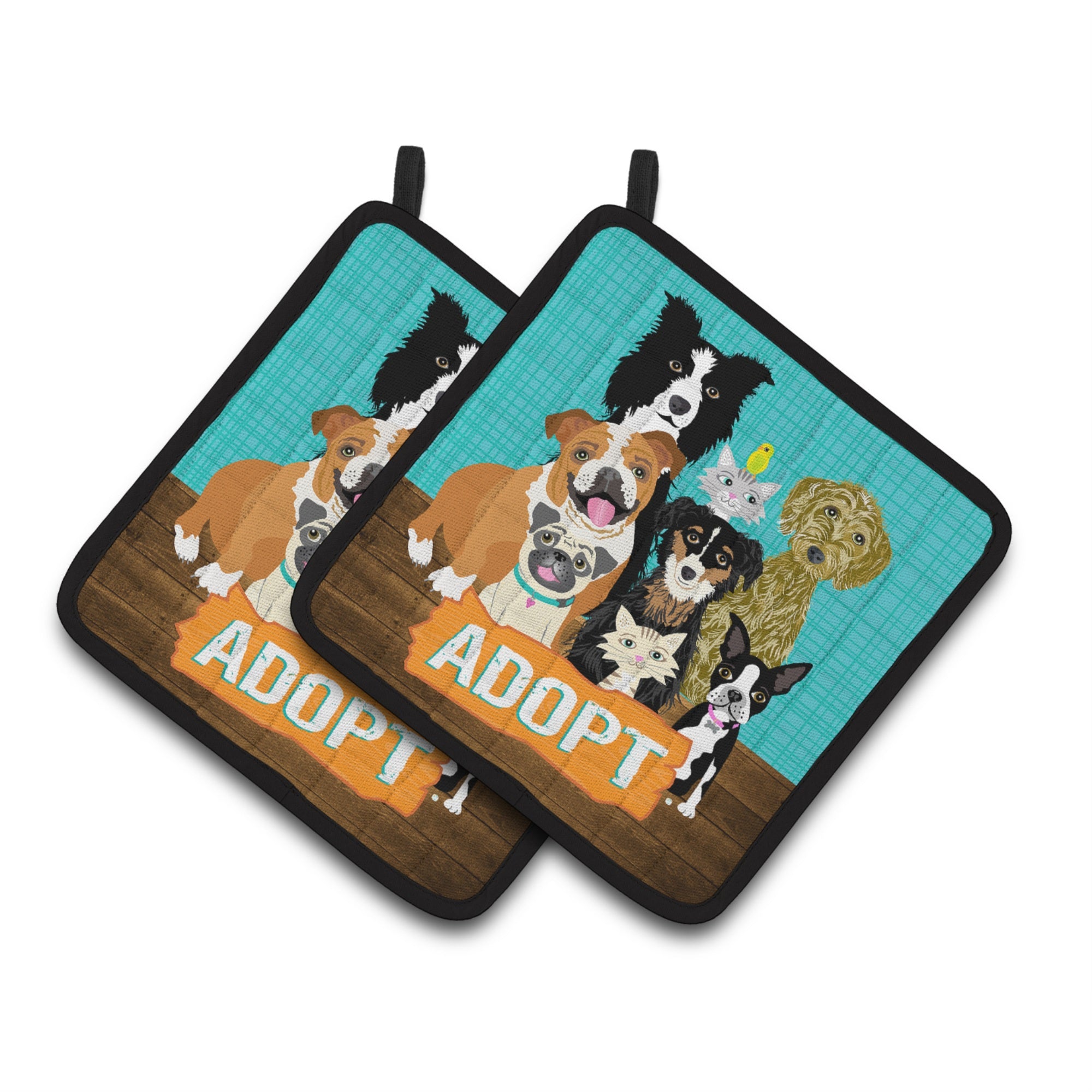 'Caroline'S Treasures Adopt Pets Adoption Pair Of Pot Holders Vha3007Pthd, 7.5Hx7.5W, Multicolor''