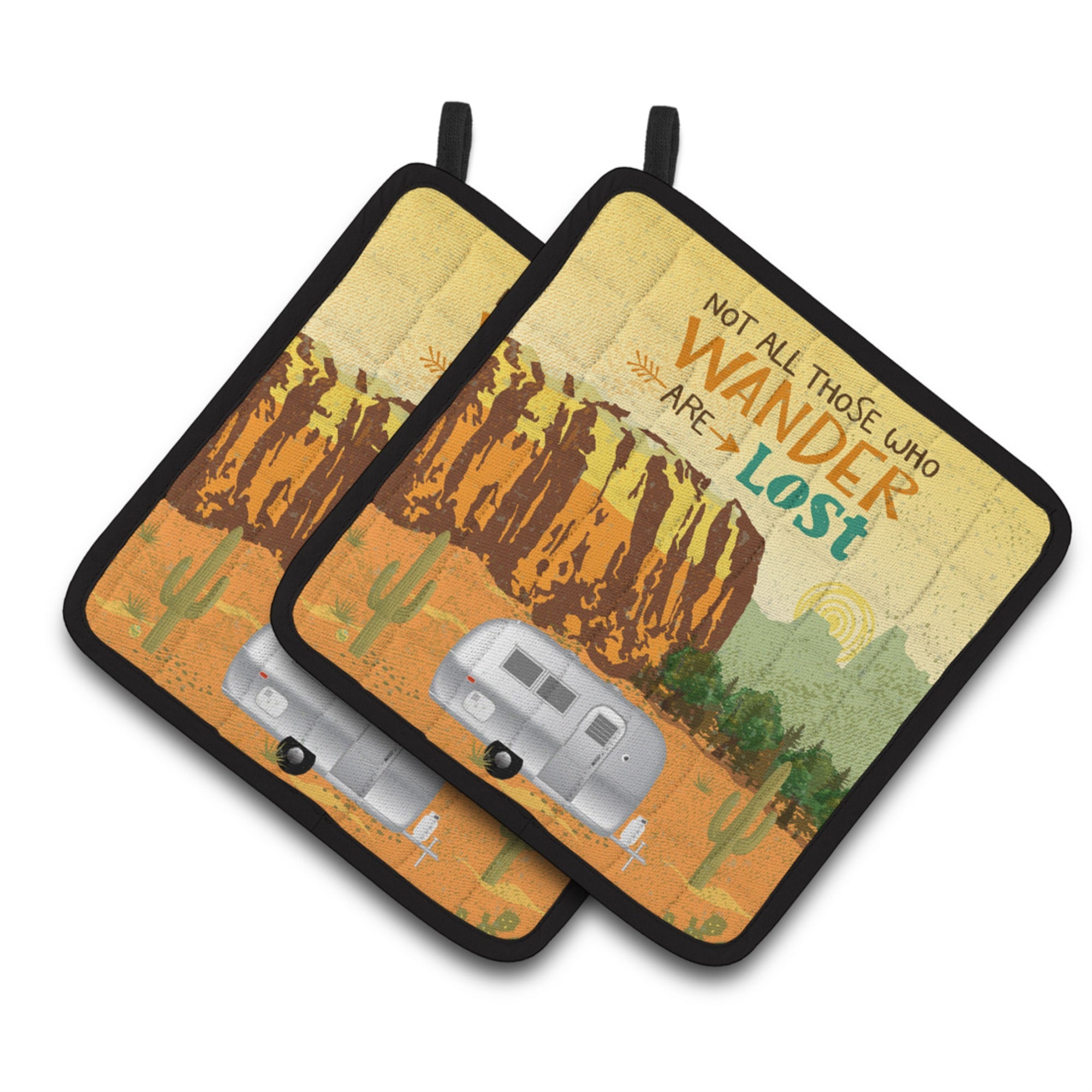 'Caroline'S Treasures Airstream Camper Camping Wander Pair Of Pot Holders, 7.5Hx7.5W, Multicolor''