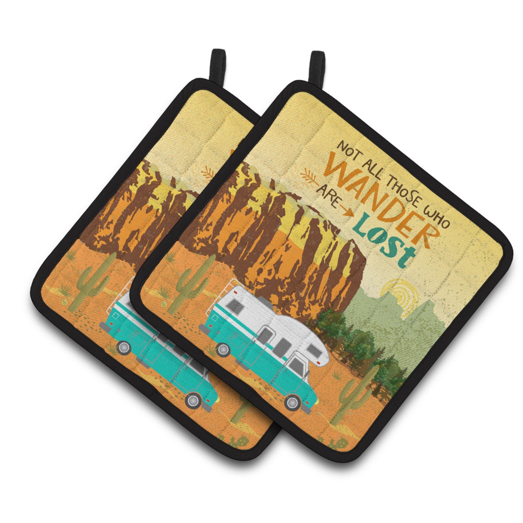 'Caroline'S Treasures Rv Camper Camping Wander Pair Of Pot Holders, 7.5Hx7.5W, Multicolor''