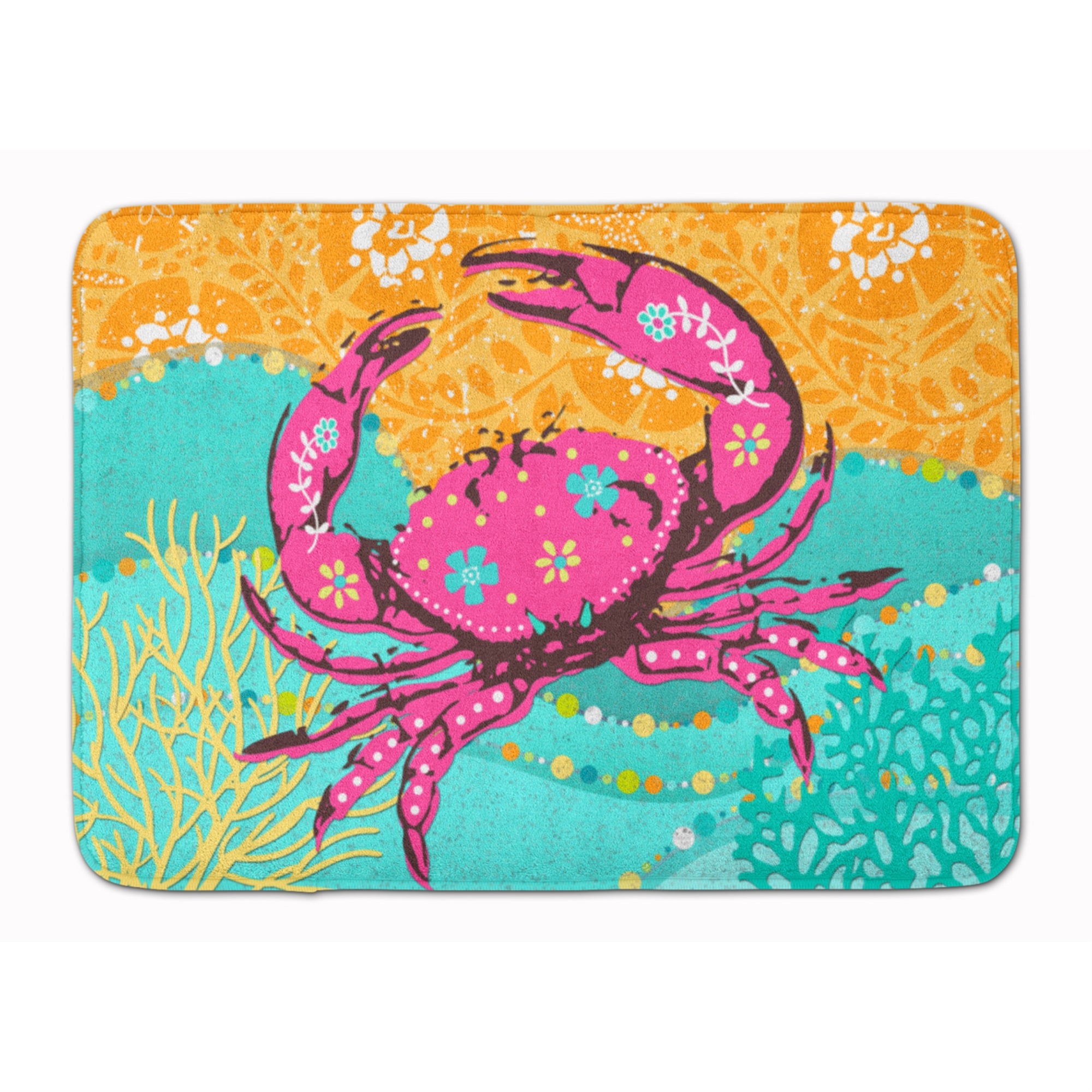 Caroline'S Treasures Pink Coastal Crab Machine Washable Memory Foam Mat