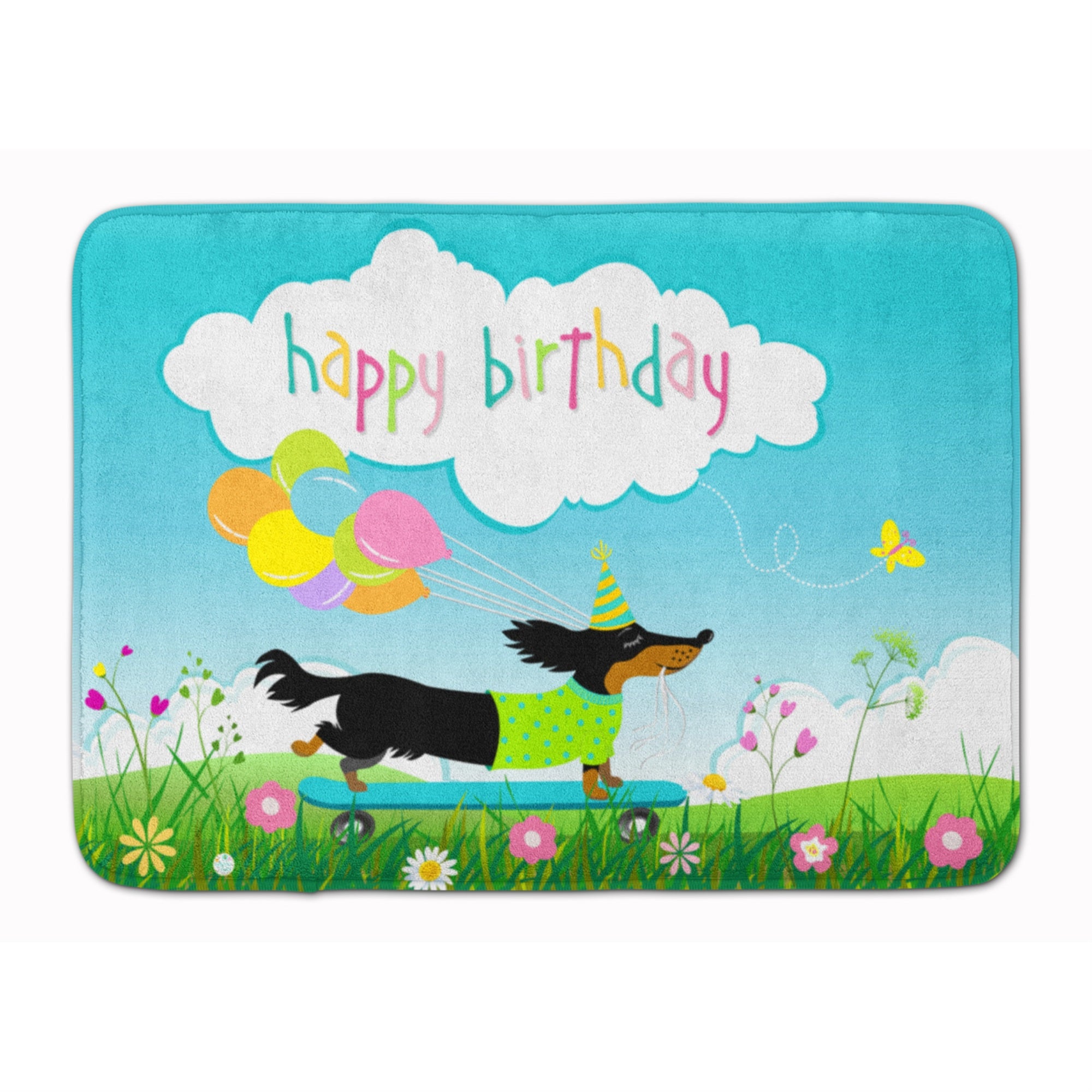 'Caroline'S Treasures Happy Birthday Dachshund Machine Washable Memory Foam Mat, Multicolor''