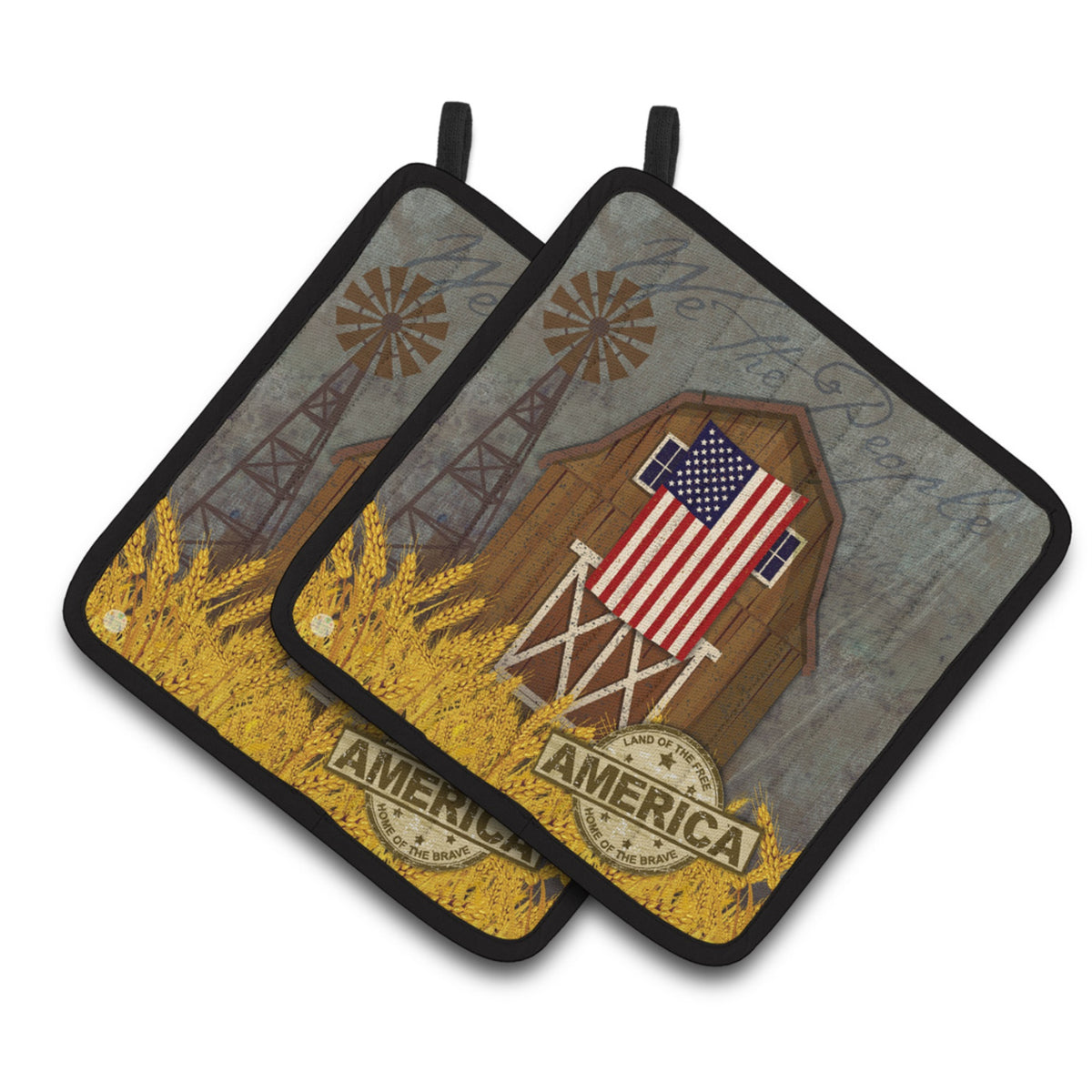 'Caroline'S Treasures Patriotic Barn Land Of America Pair Of Pot Holders, Multicolor''