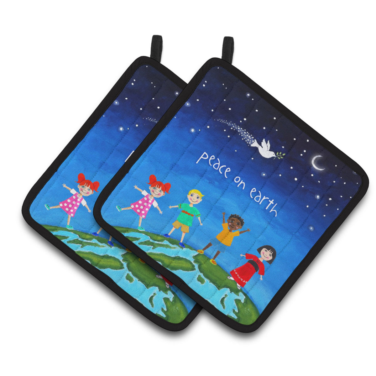 'Caroline'S Treasures Peace On Earth Pair Of Pot Holders, Multicolor''