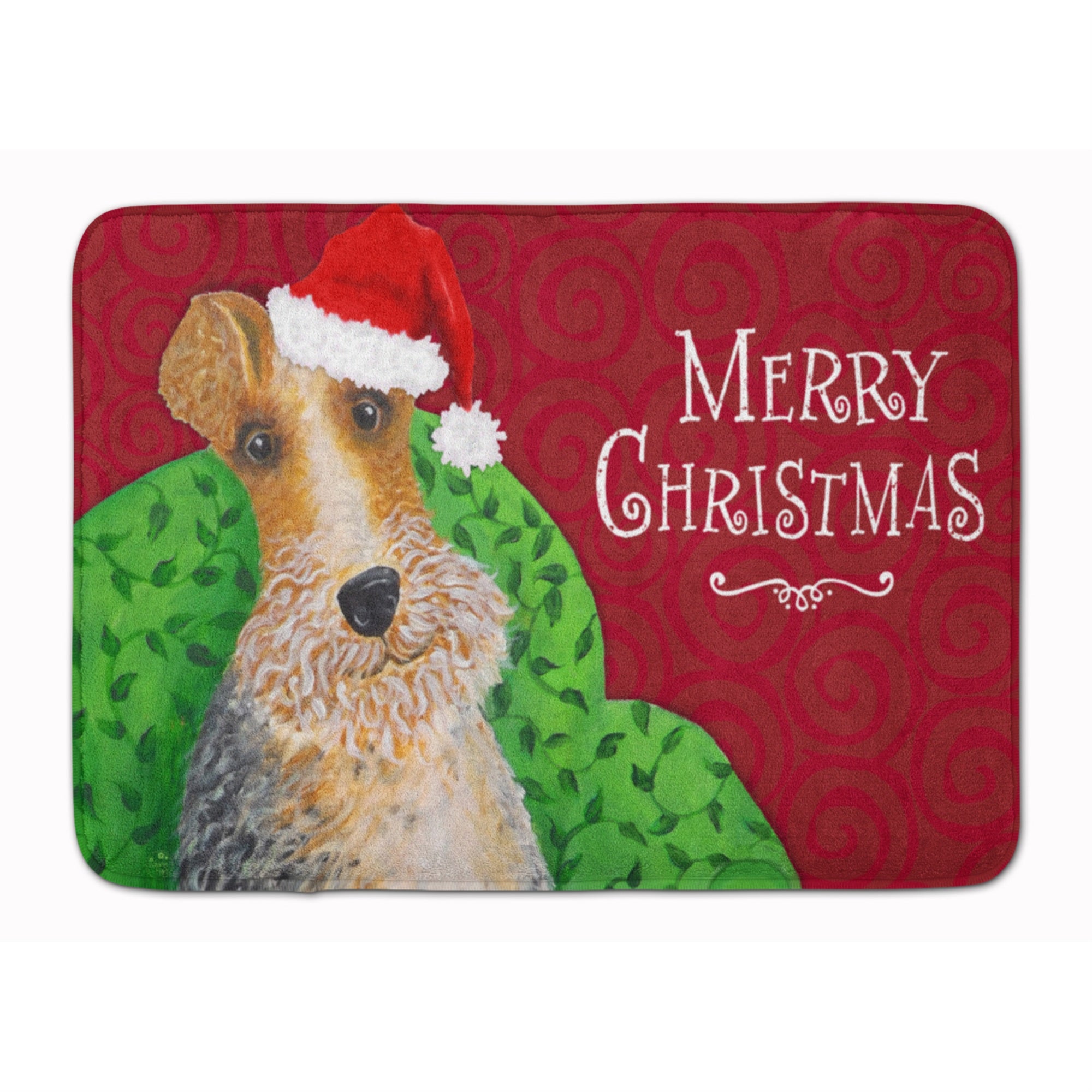 'Caroline'S Treasures Wire Fox Terrier Christmas Machine Washable Memory Foam Mat, Multicolor''
