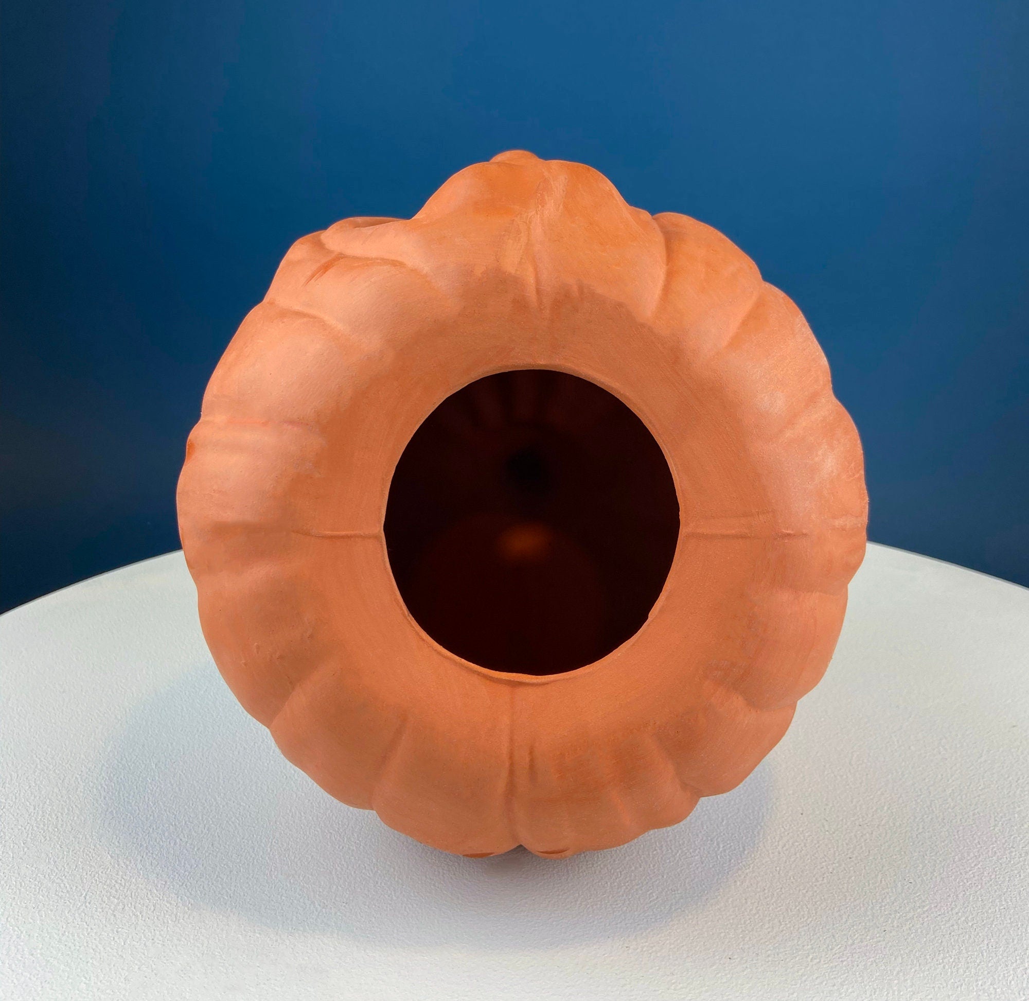 Set of Two Large Clay Pumpkins Making Scary Funny Faces. Candle or Light Kit. Halloween Thanksgiving Fall Decor. Home, Porch or Retail.