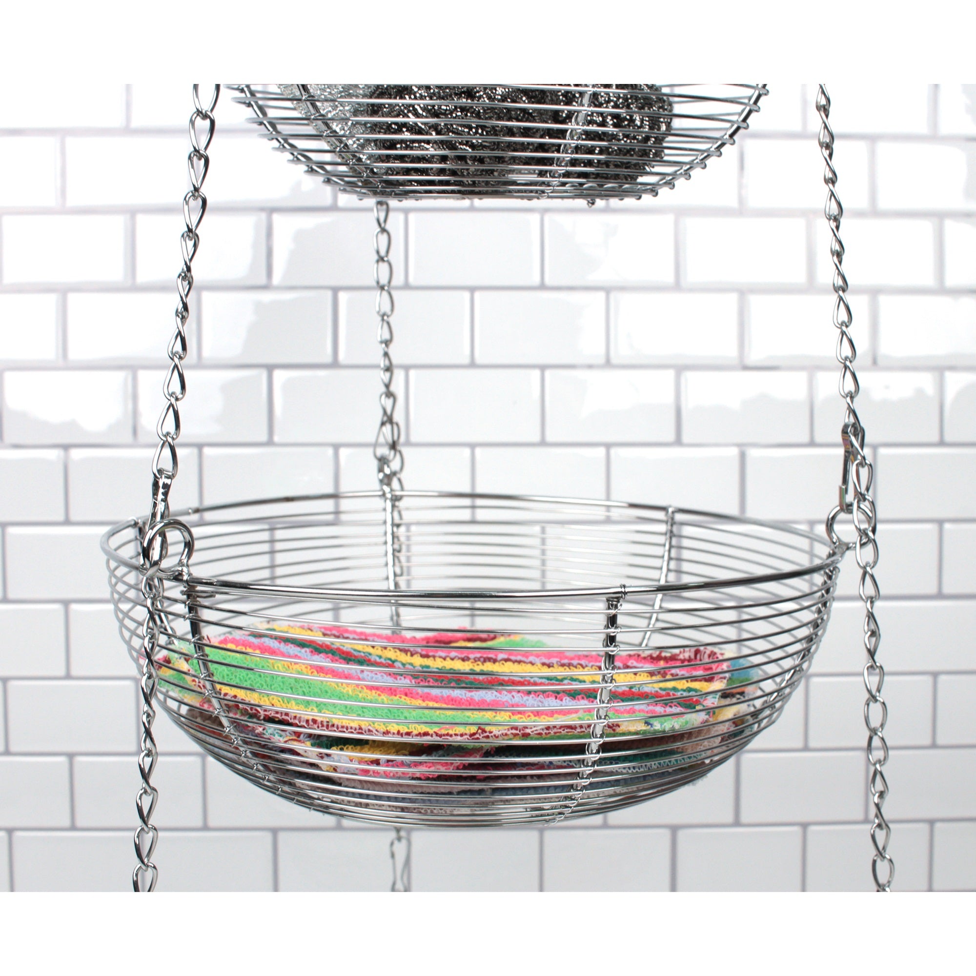 RSVP International Woven Wire Hanging Basket - Chrome