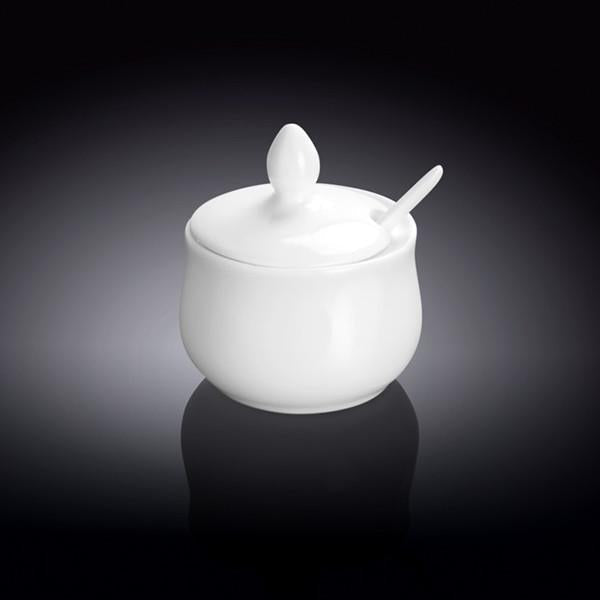 Set Of 6 White 4 Oz | 130 Ml Mustard Pot With Spoon