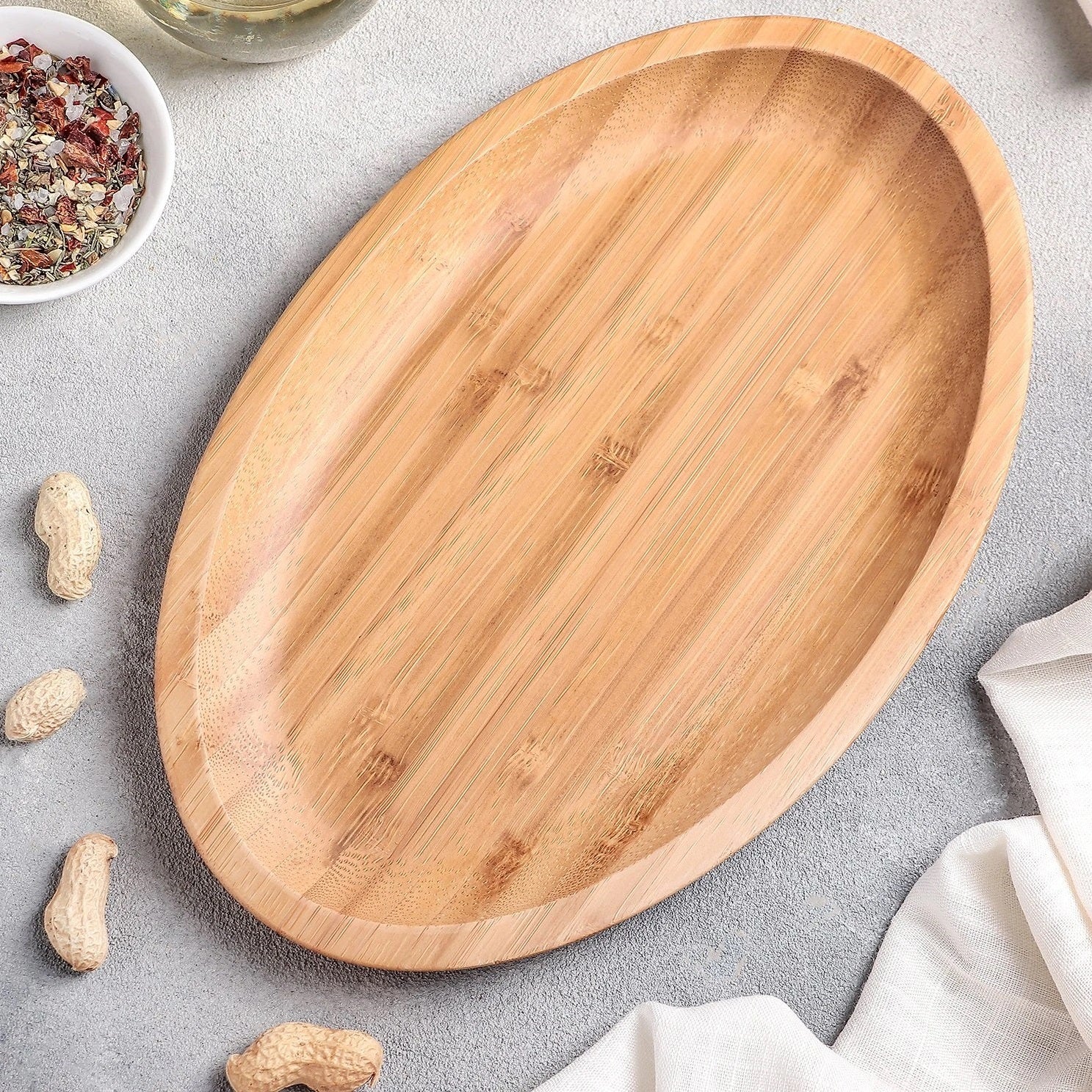 Bamboo Oval Platter 17" inch X 12.5" inch | For Appetizers / Barbecue / Steak