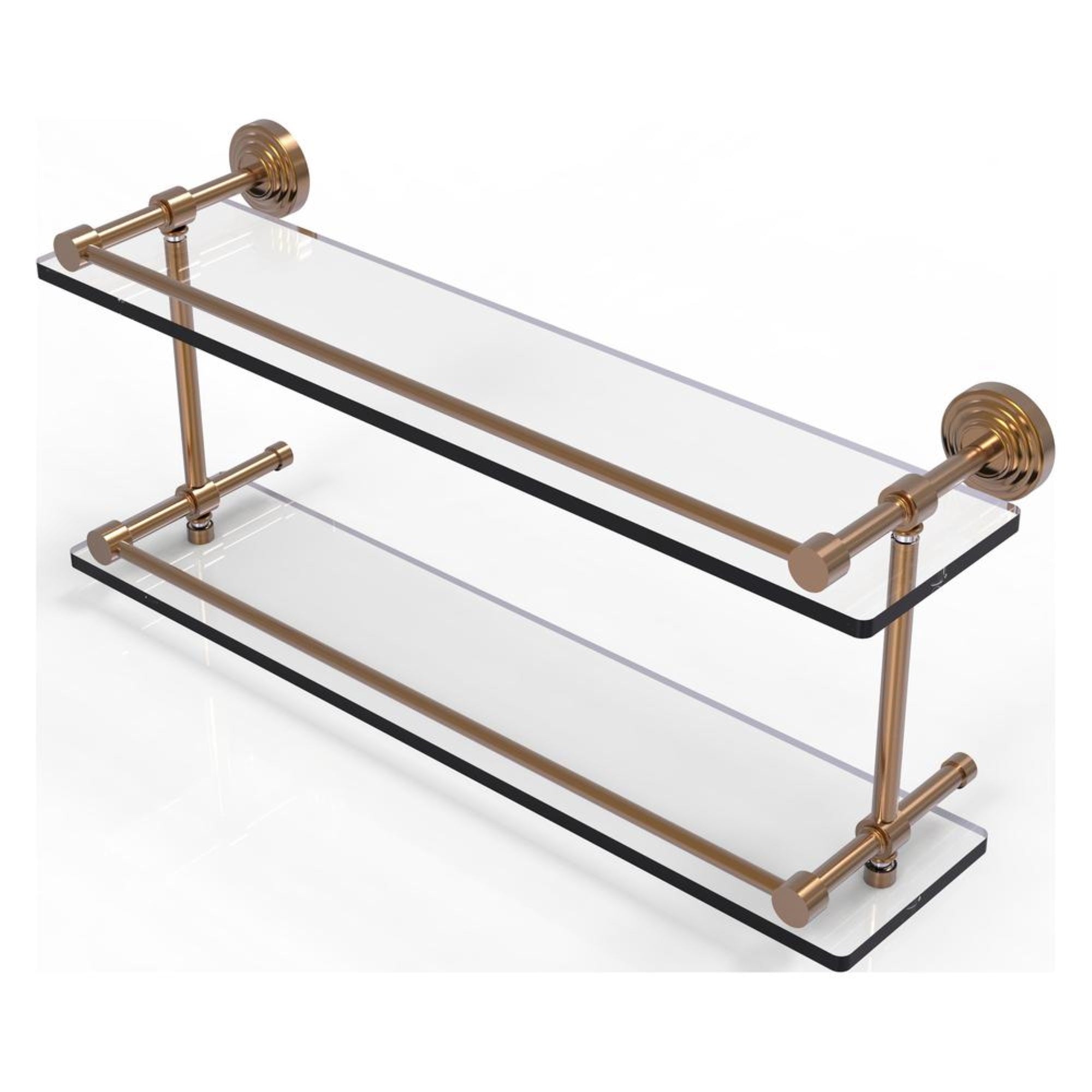 Wp-2/22-Gal-Bbr Waverly Place 22 Inch Double Glass Shelf With Gallery Rail, Brushed Bronze