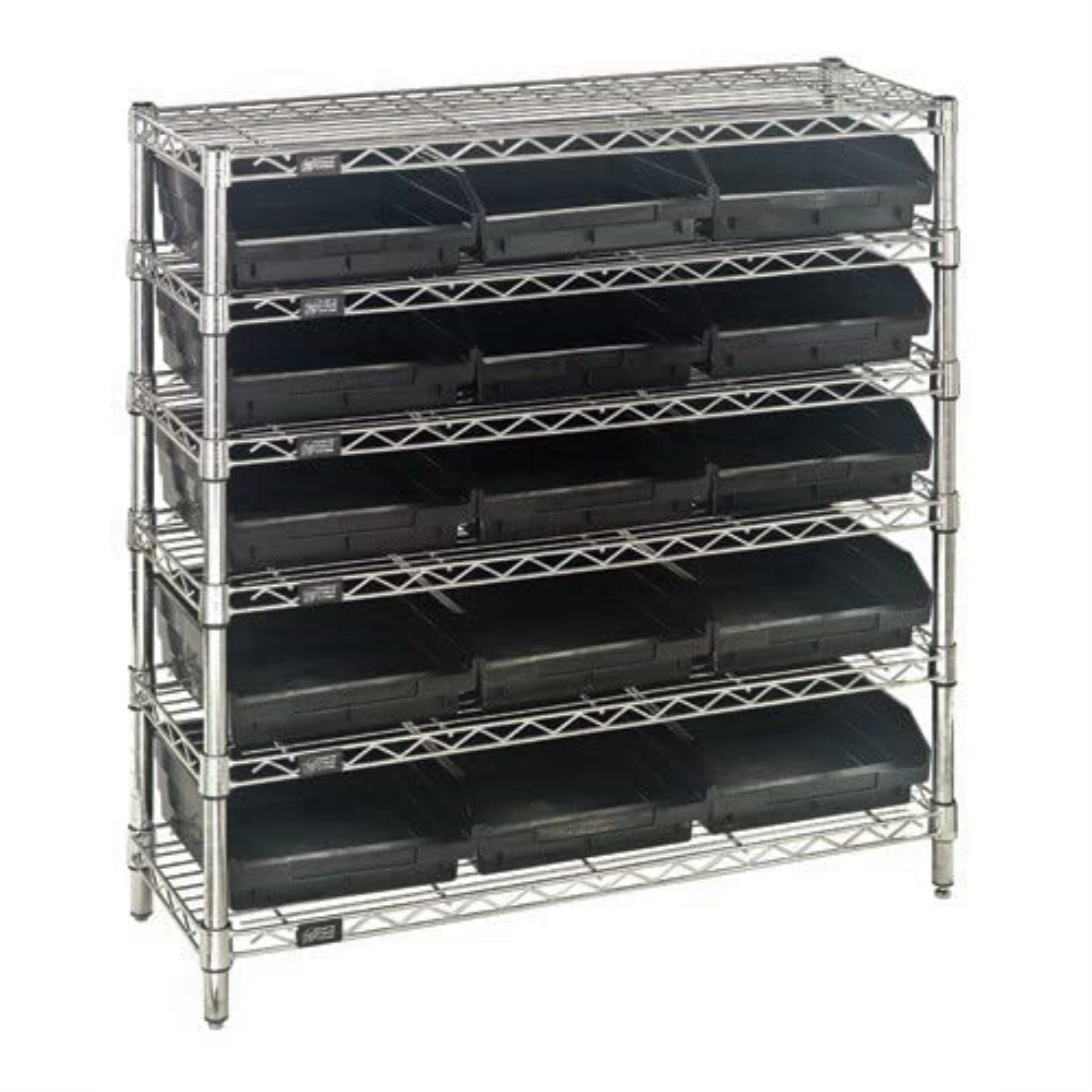 Bin Wire Shelving System, Conductive, 36W X 12D X 36H Overall Size, 800 Lb. Capacity Per Shelf, Includes: (6) Wire Shelves, (4)