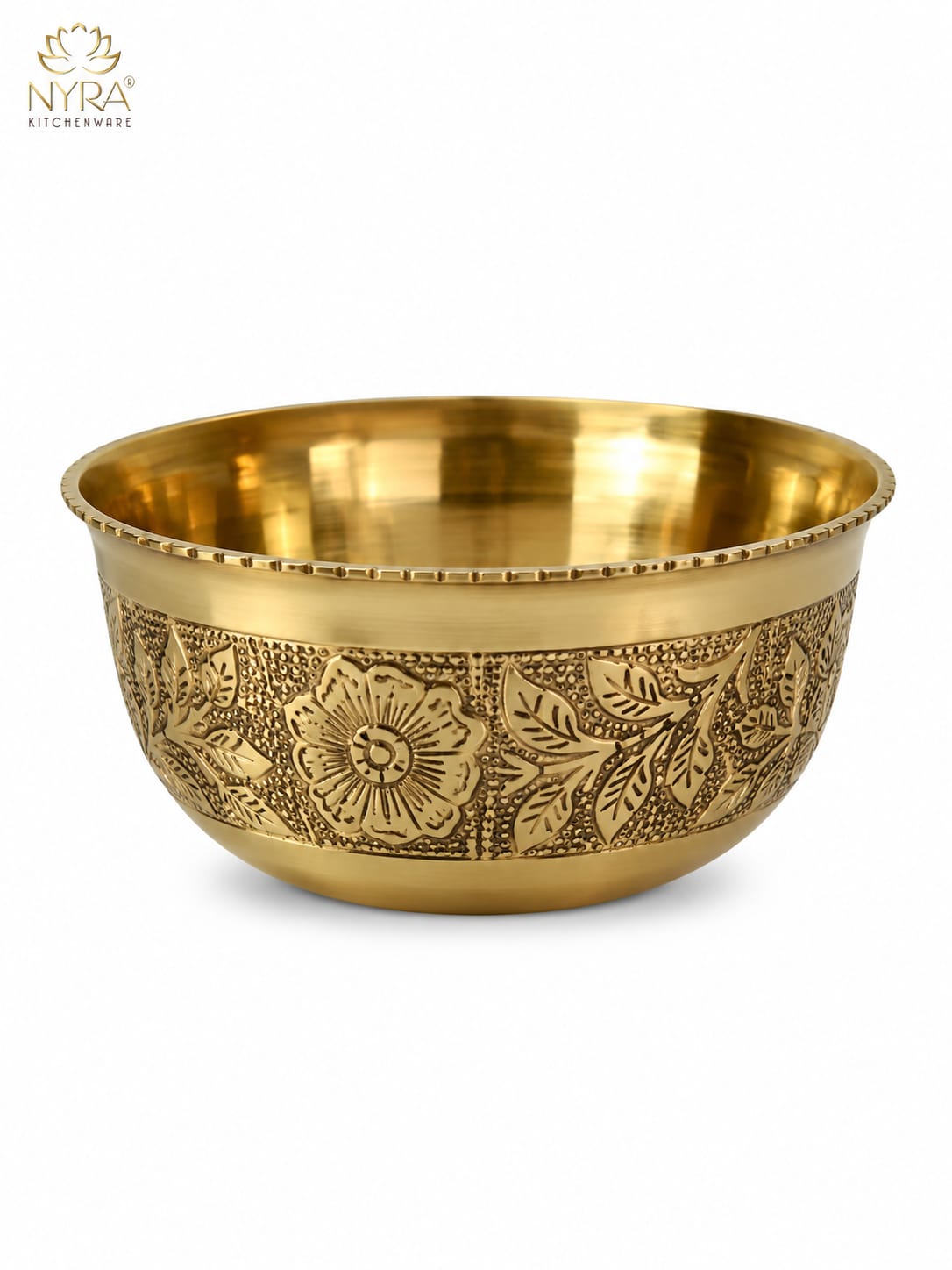 Traditional Brass/Peetal Katori | Embedded Floral Design 2pcs