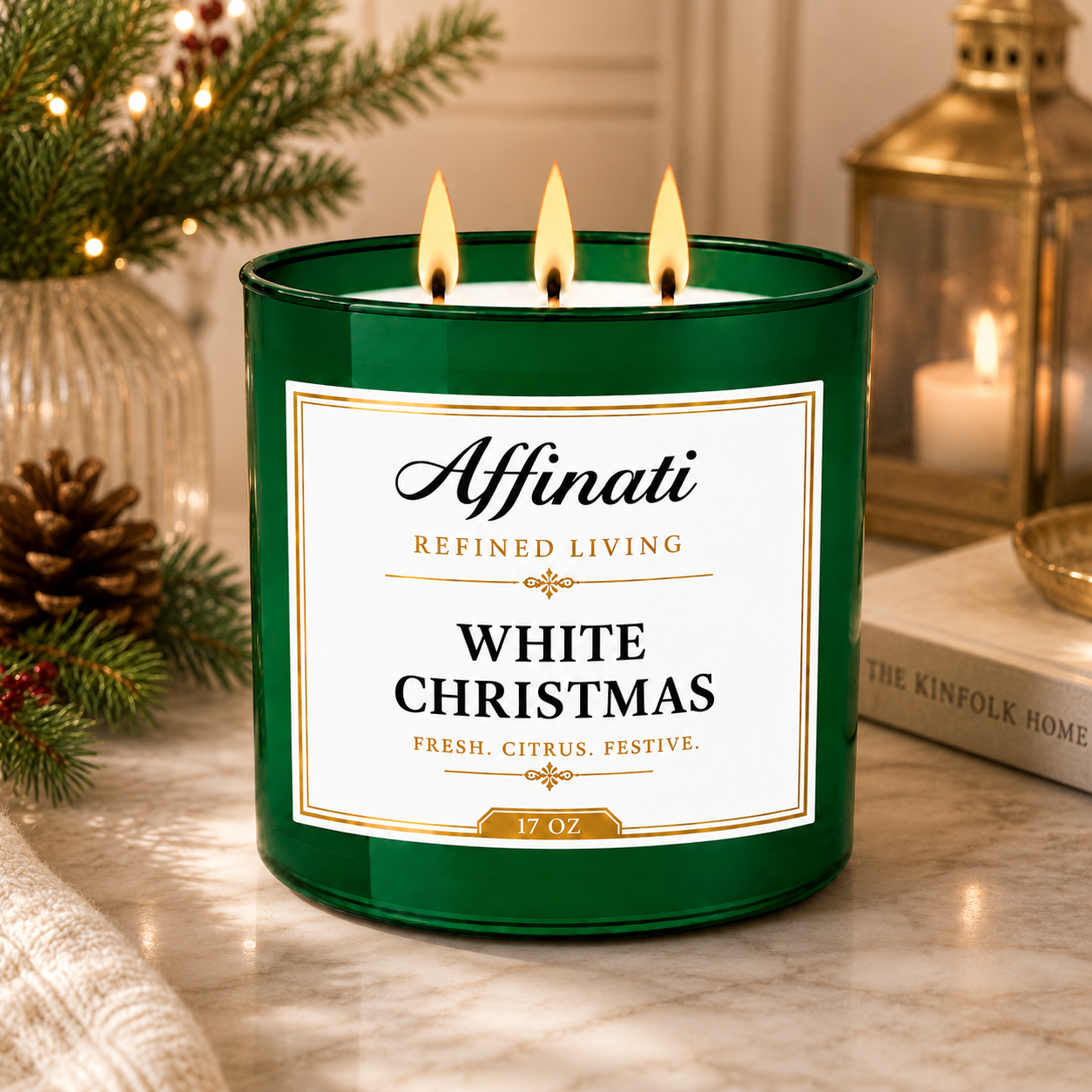 White Christmas 3-Wick Candle