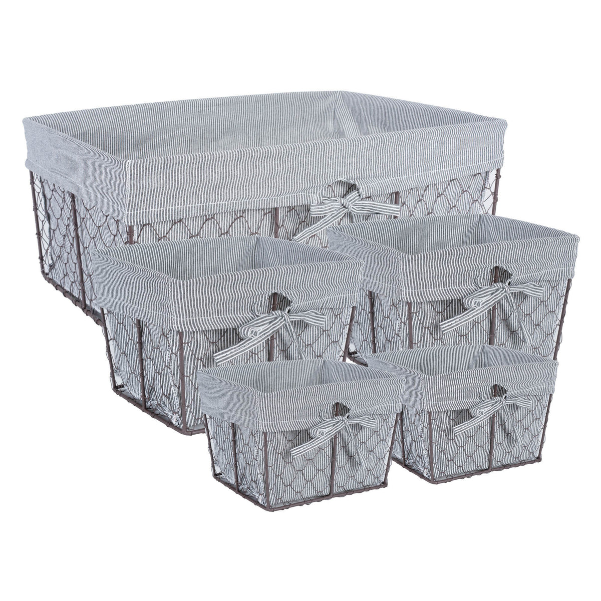 Dii Chicken Wire Basket (Set Of 5) Ticking