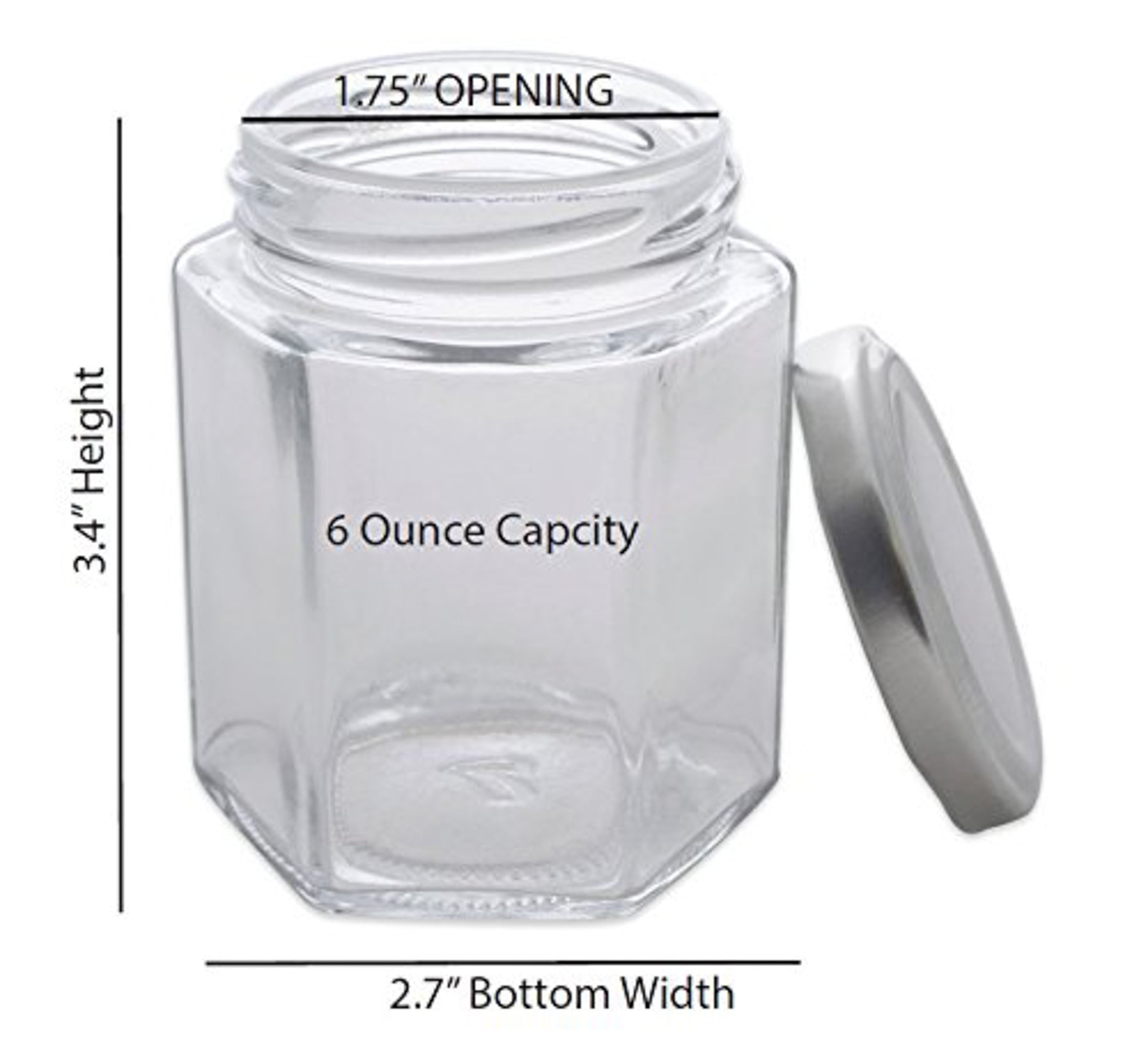 DII(Set of 12) Hexagon Jars With Silver Lids