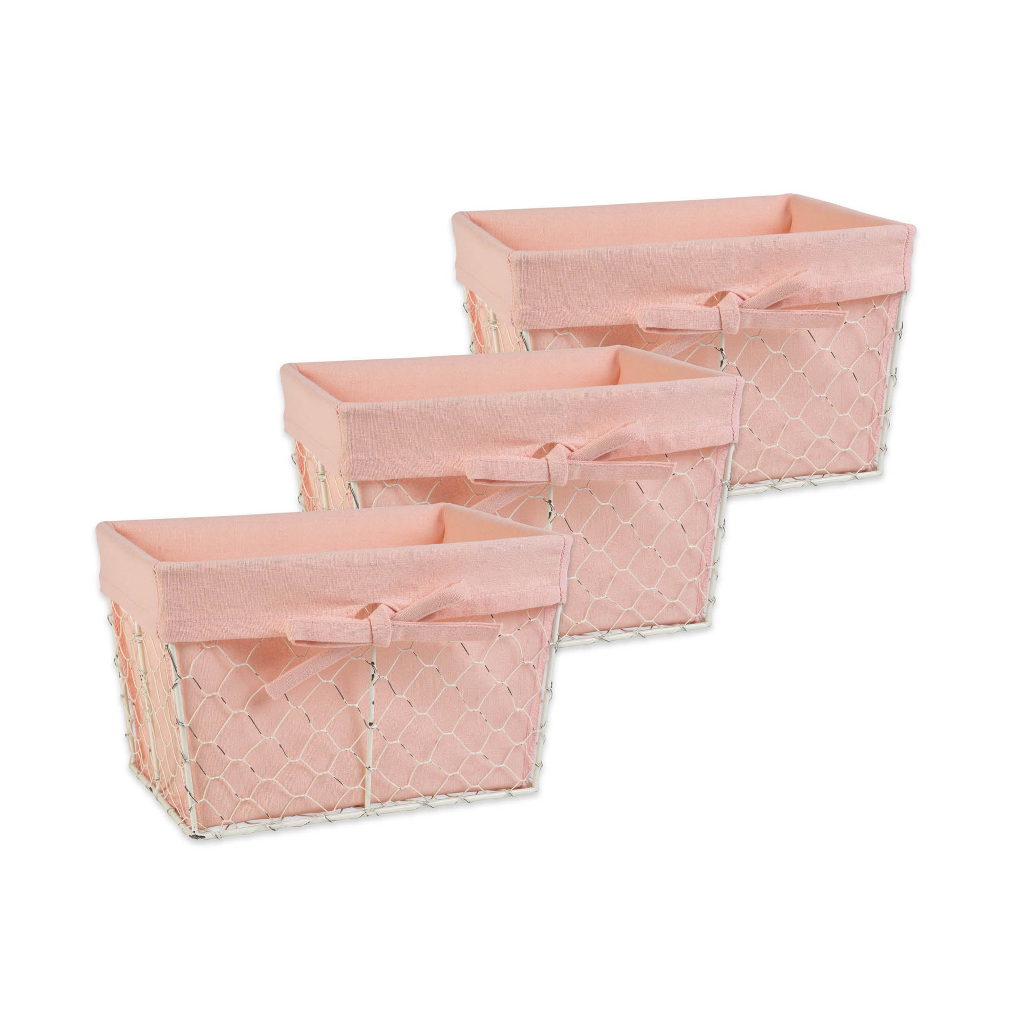 Dii Chicken Wire Small Basket (Set Of 3) Antique White - Blush