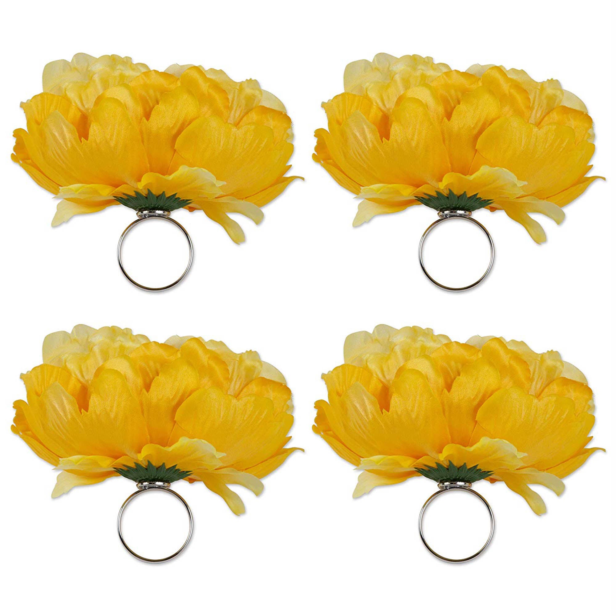 Dii Peony Napkin Ring Et/4 Yellow